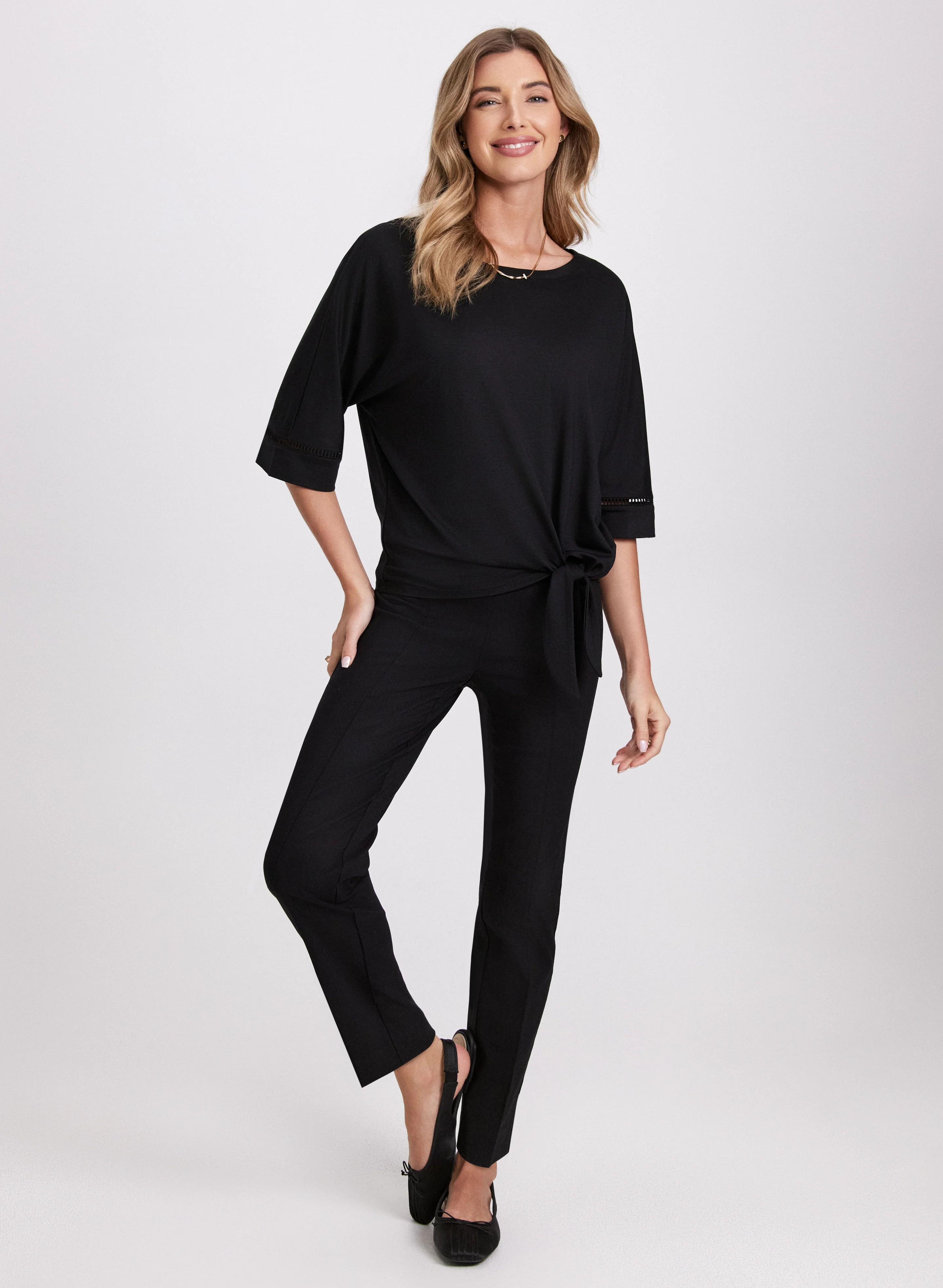 3/4 Sleeve Openwork Top - Image 3