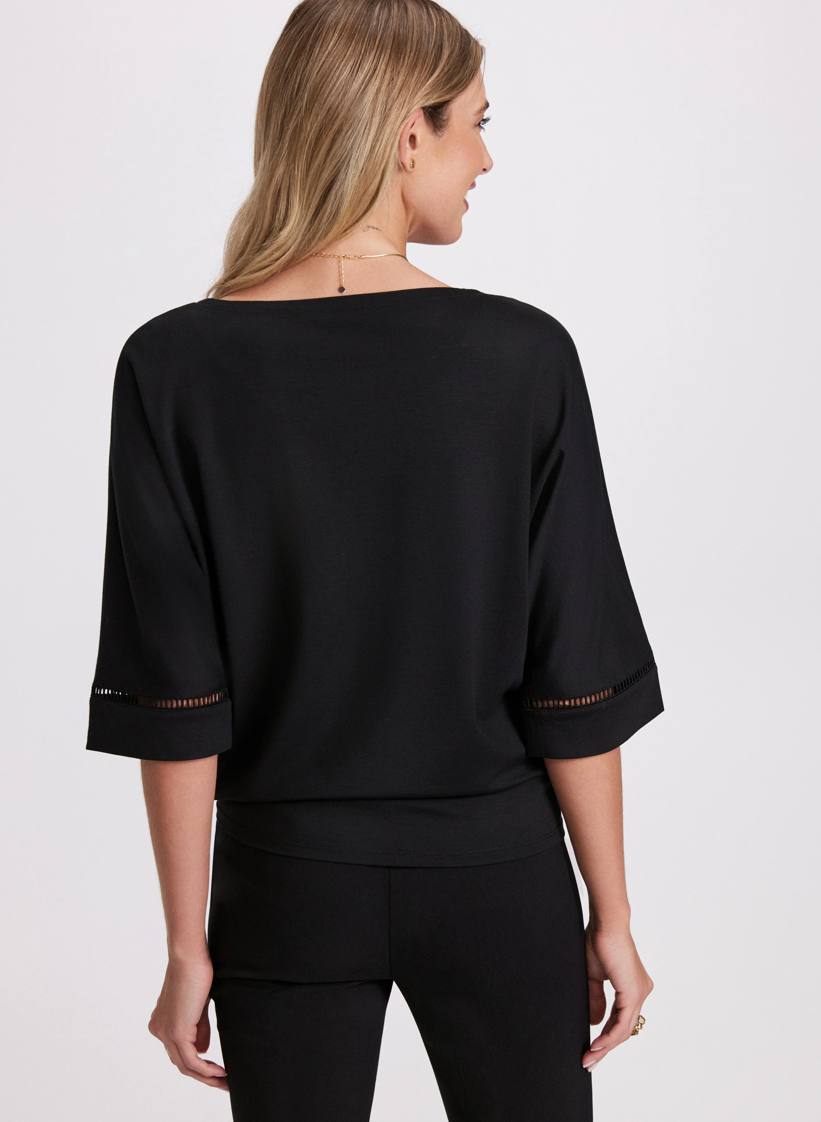 3/4 Sleeve Openwork Top - Image 4