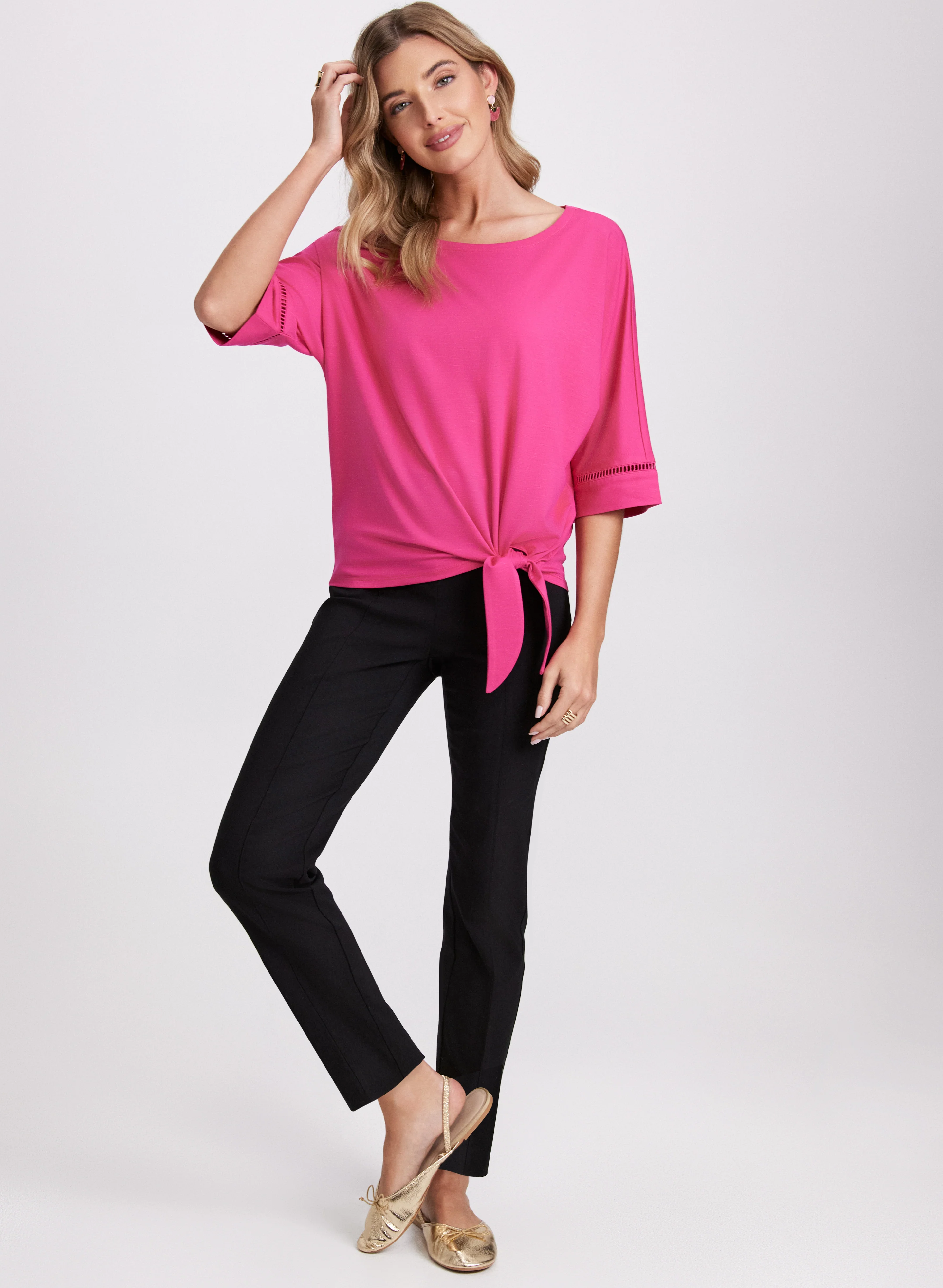 3/4 Sleeve Openwork Top - Image 3