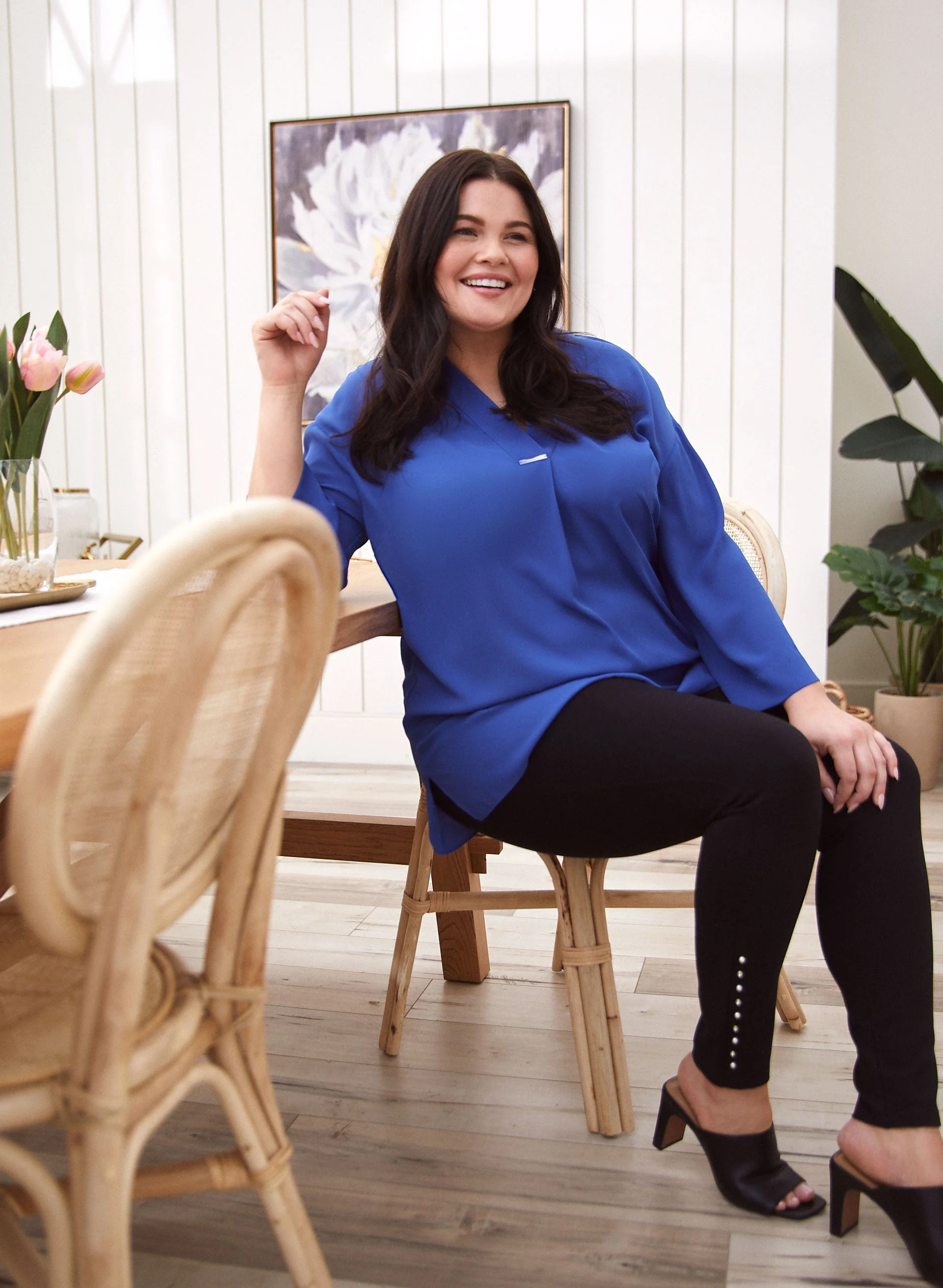 3/4 Sleeve V-Neck Blouse - Image 3