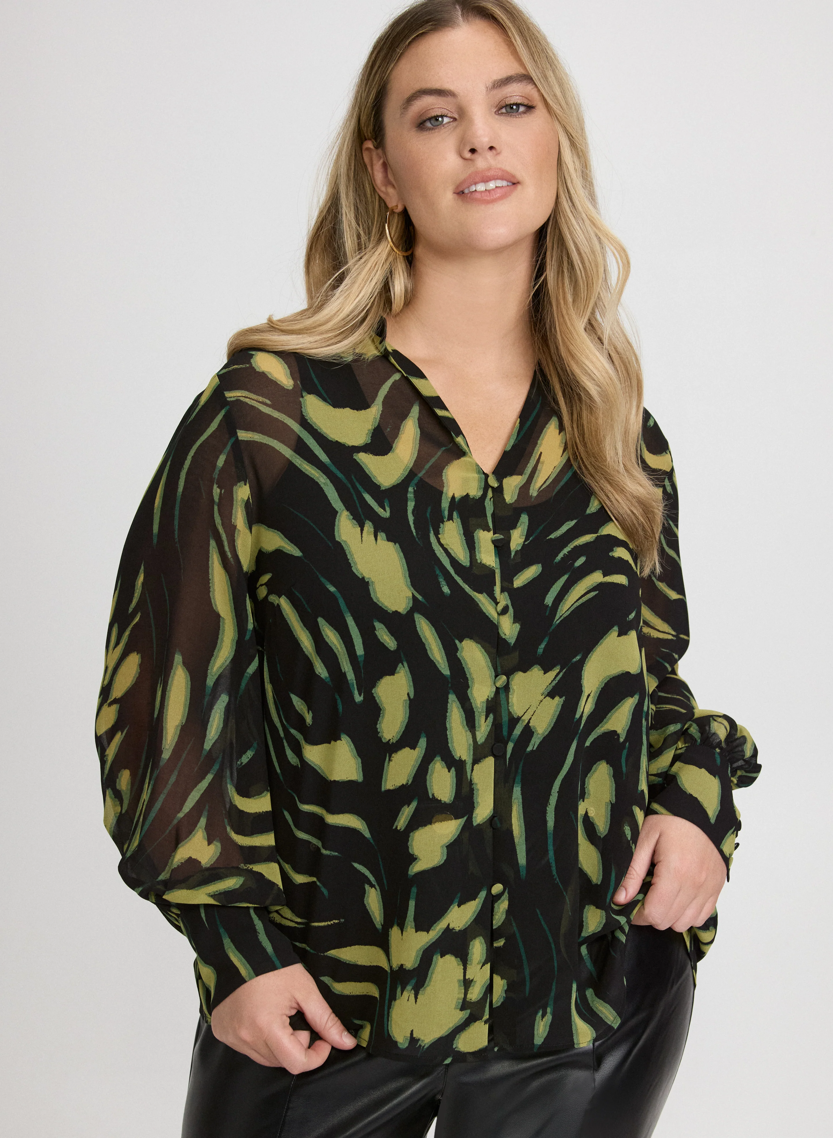 Abstract Chiffon Blouse - Image 5