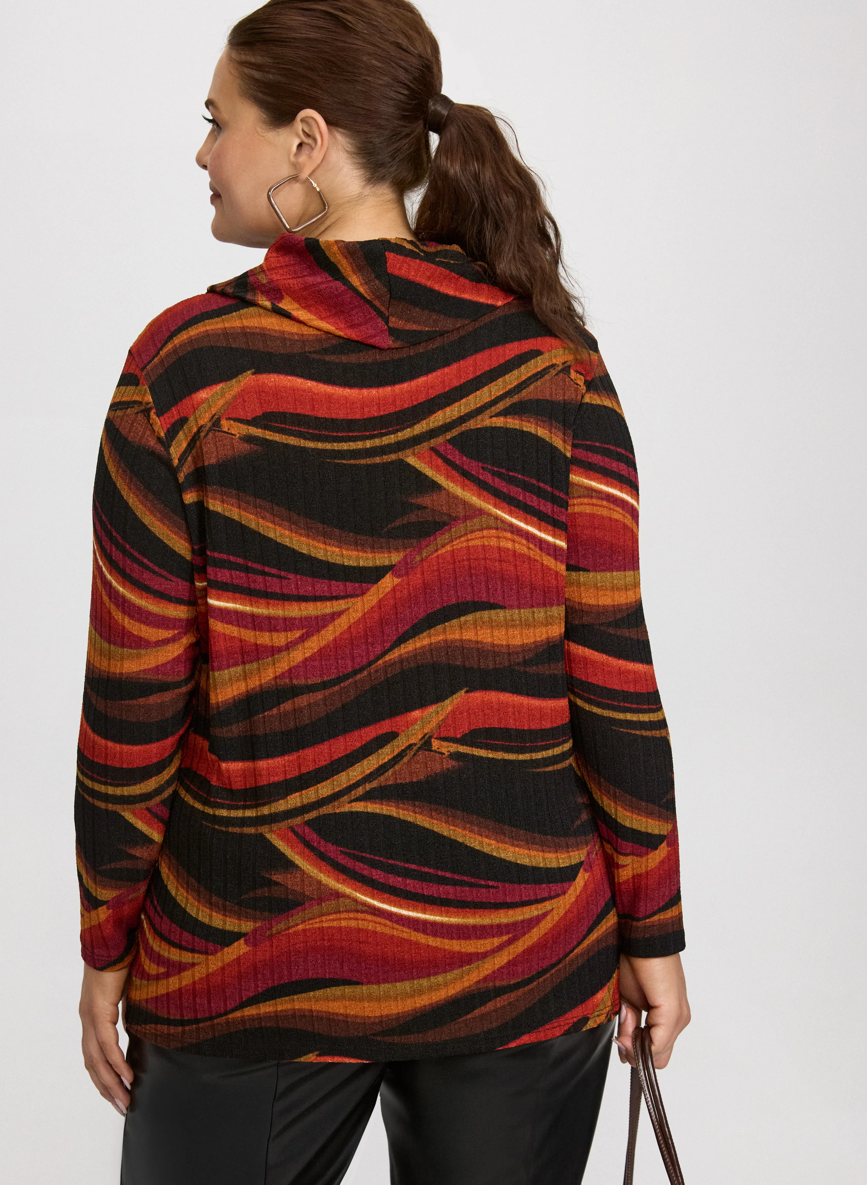 Abstract Cowl Neck Sweater - Image 4