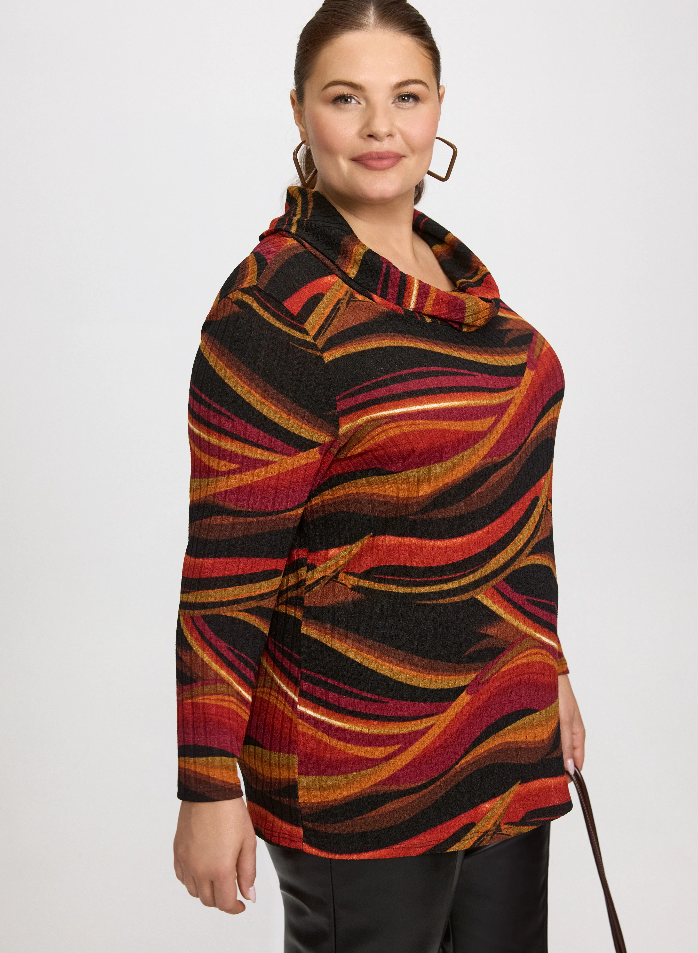 Abstract Cowl Neck Sweater - Image 5