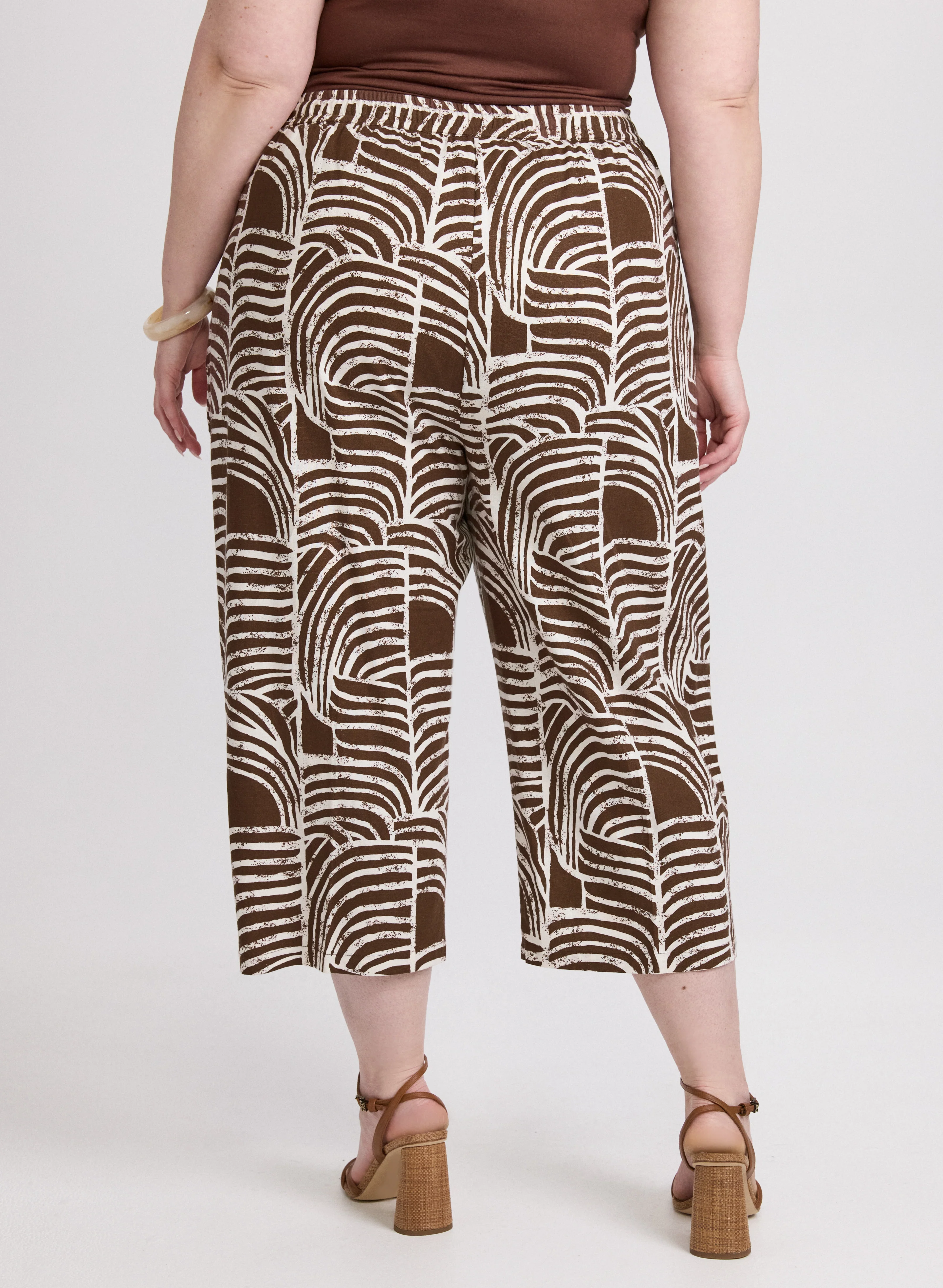 Abstract Linen-Blend Capris - Image 2