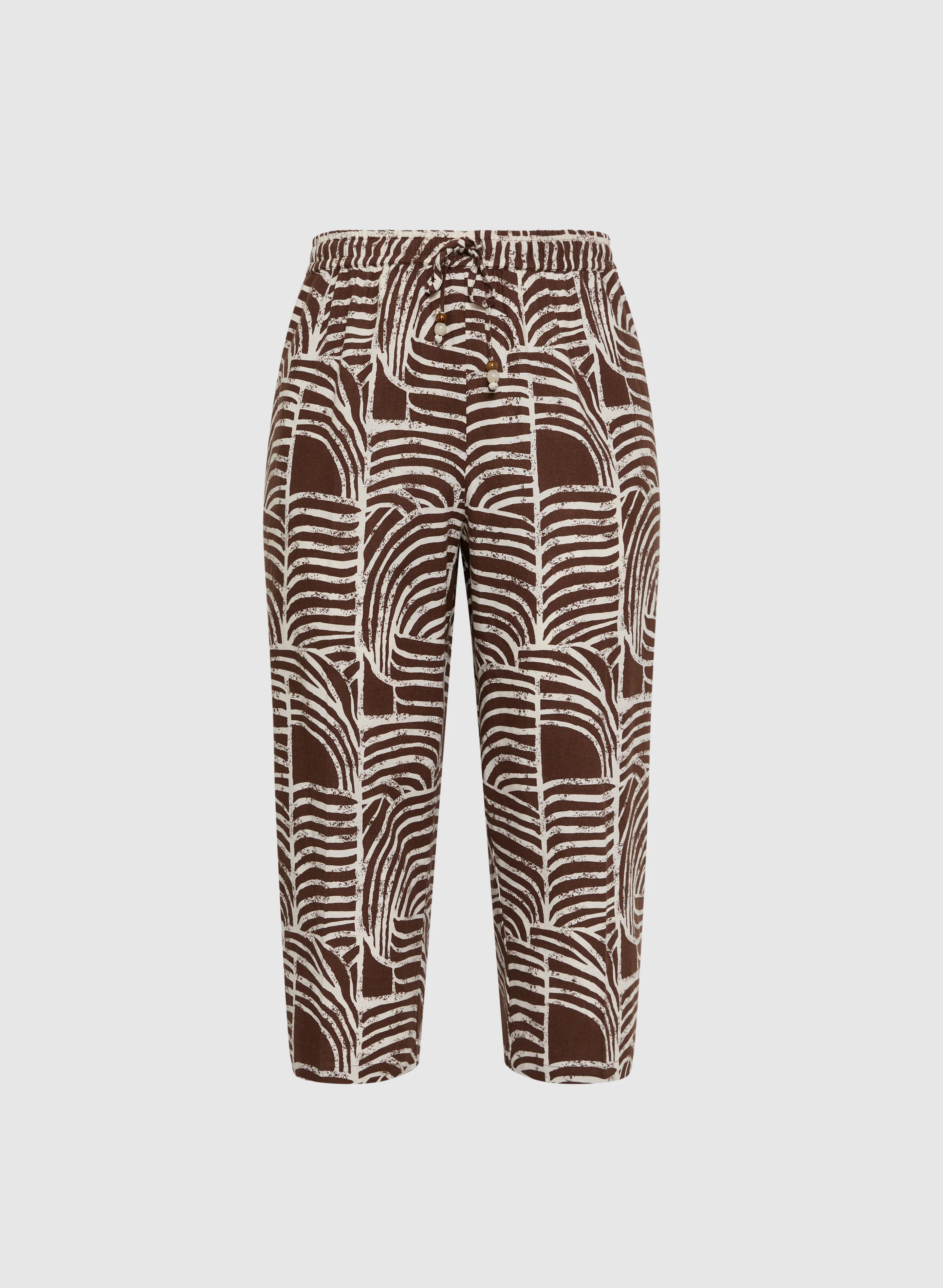 Abstract Linen-Blend Capris - Image 6