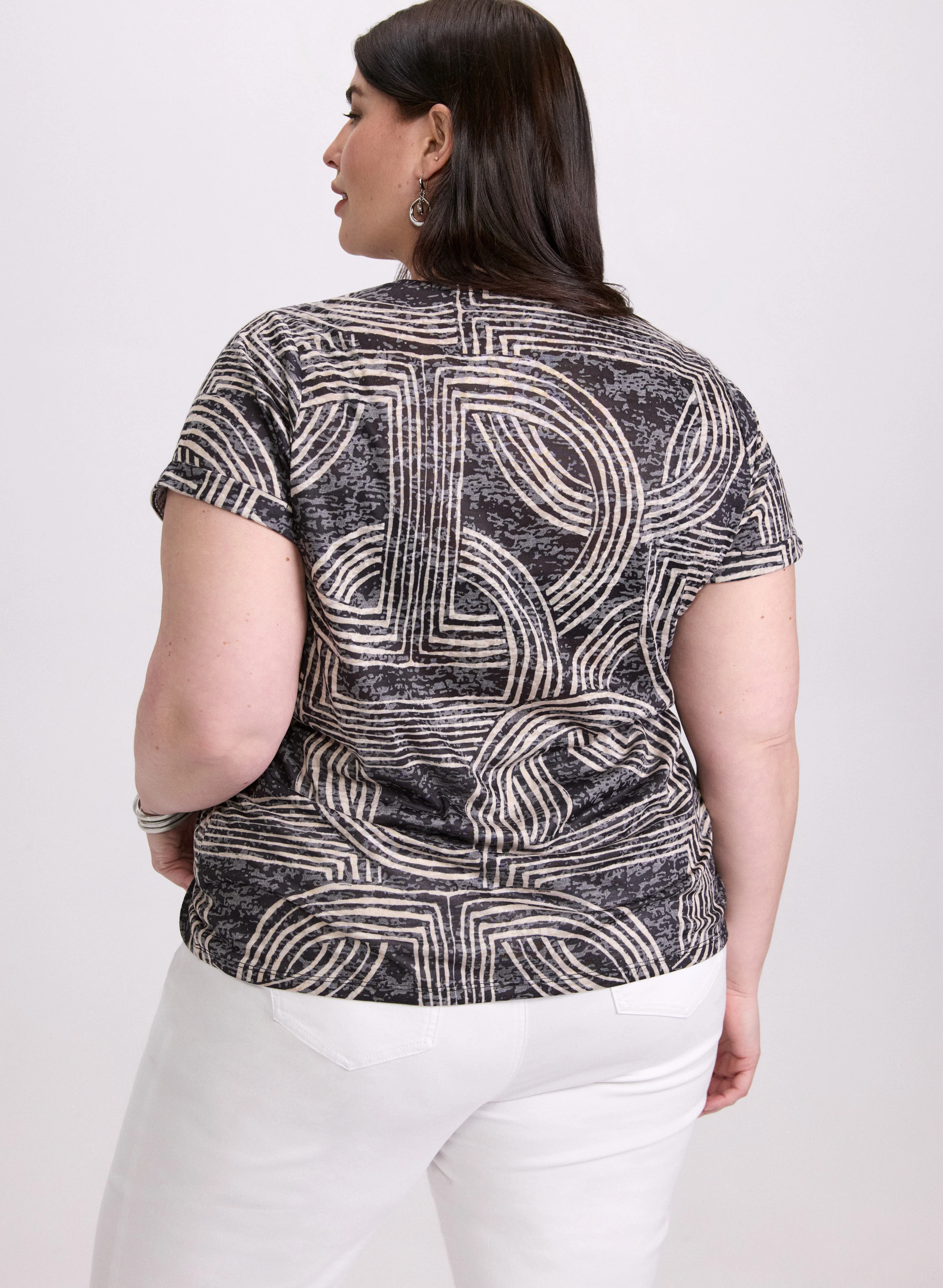 Abstract Striped Print T-Shirt - Image 4