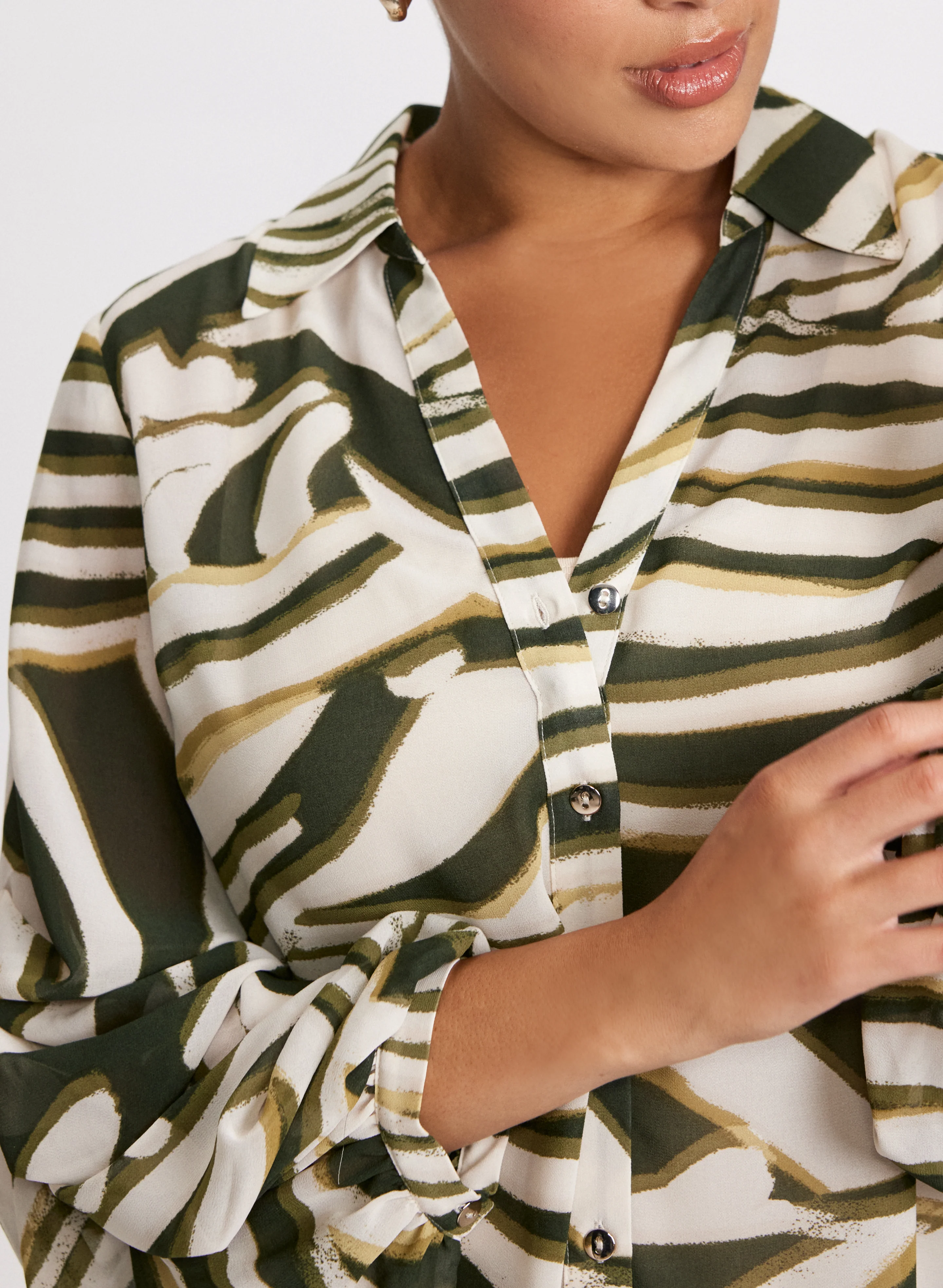 Animal Print Button-Up Tunic - Image 5