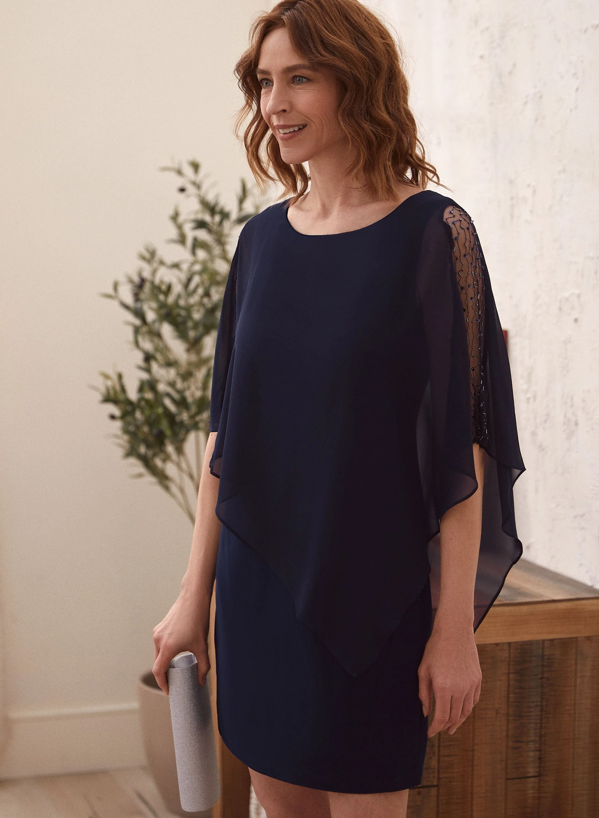 Asymmetric Chiffon Poncho Dress - Image 4