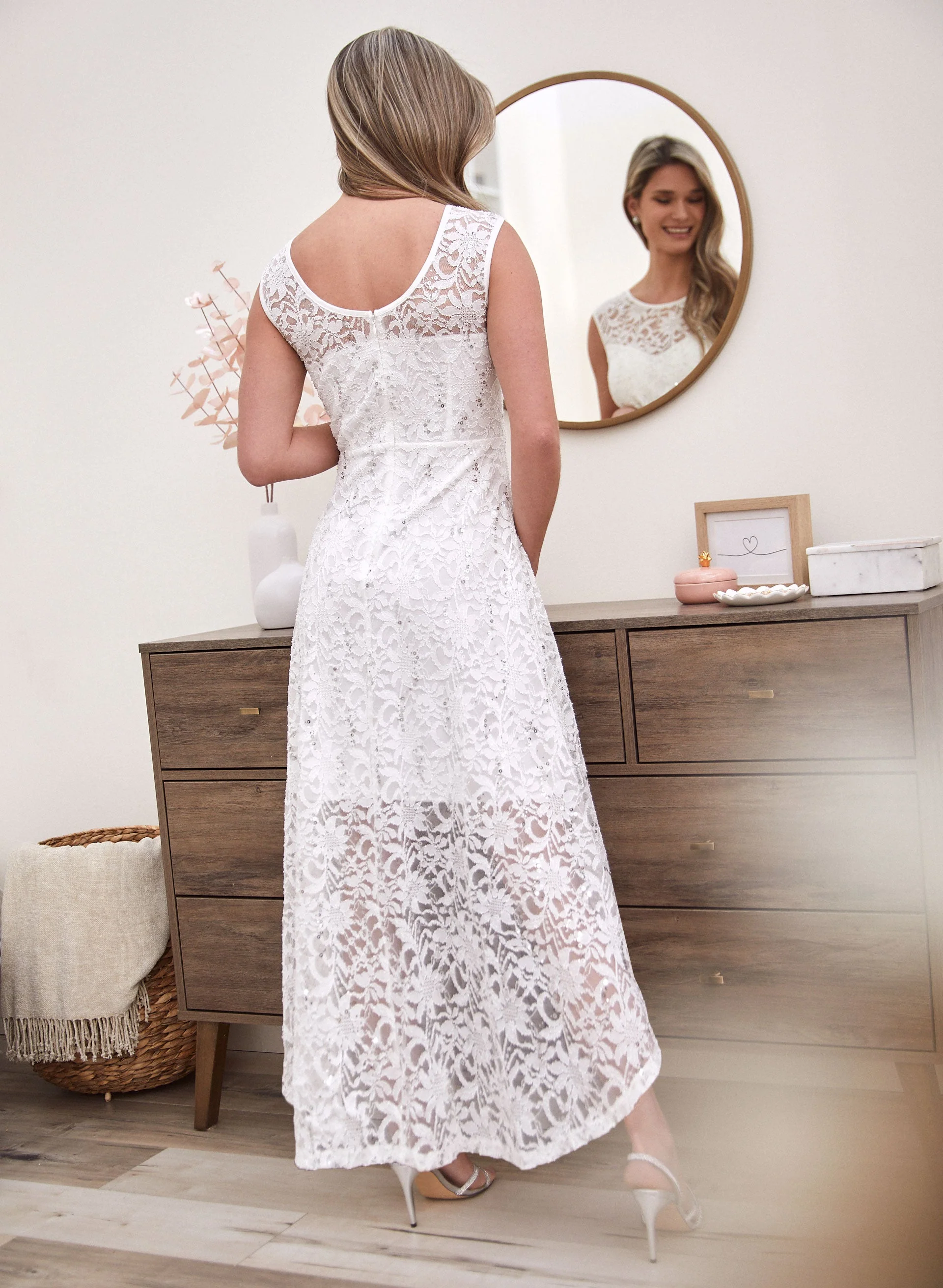 Asymmetric Lace Illusion Dress - Image 3