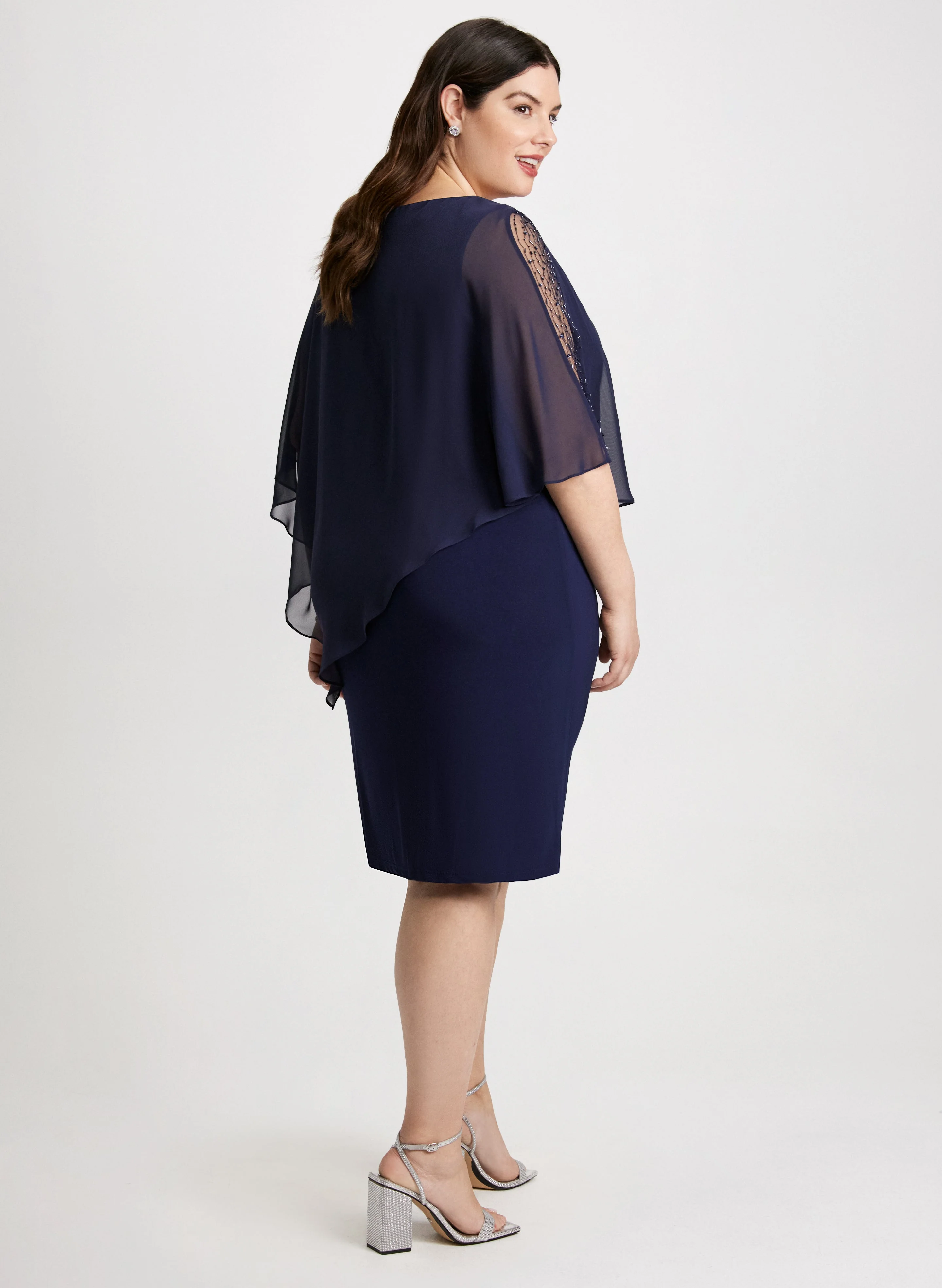 Asymmetric Poncho Evening Dress - Image 3