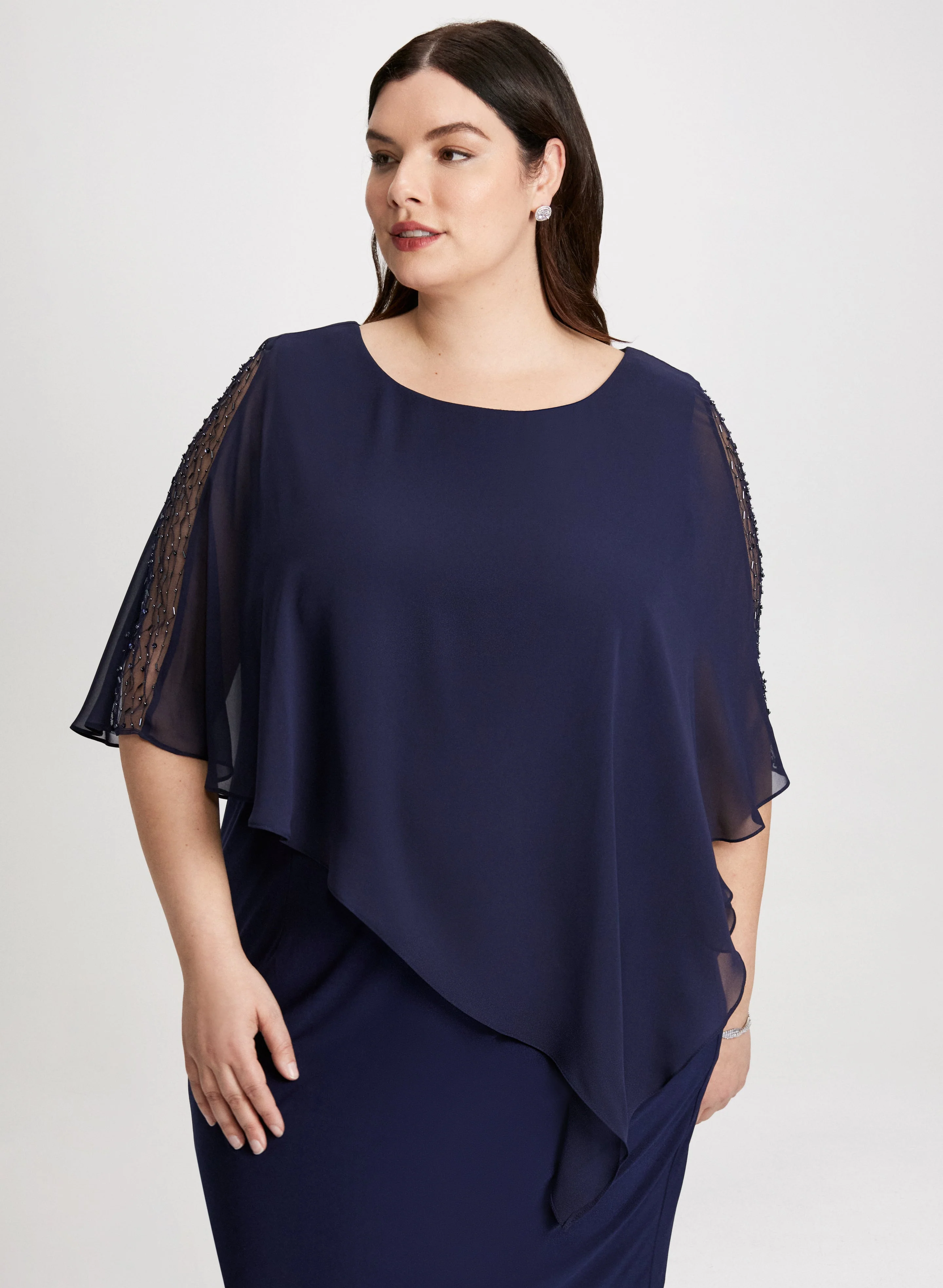 Asymmetric Poncho Evening Dress - Image 4