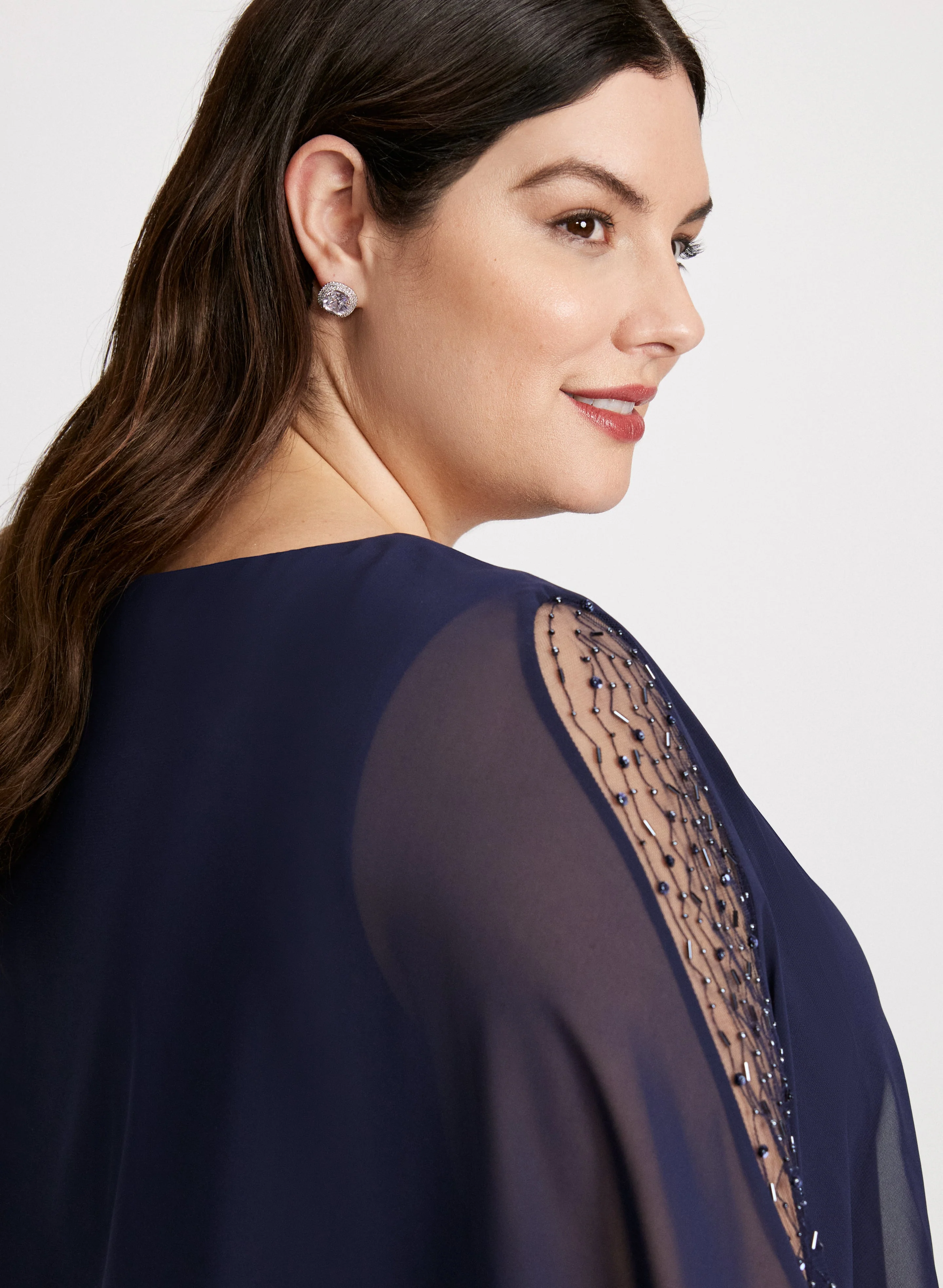 Asymmetric Poncho Evening Dress - Image 5
