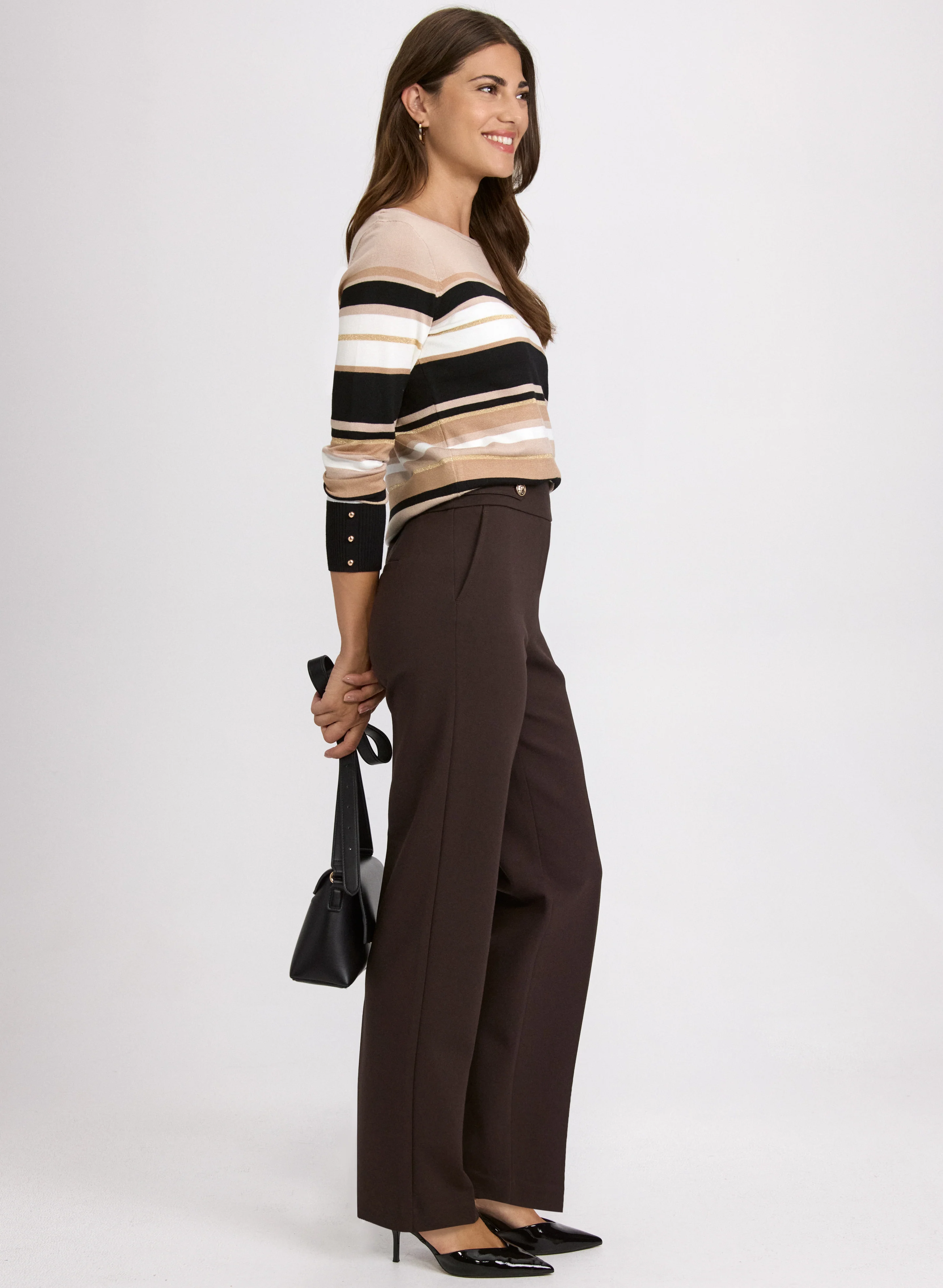 Ava Buttoned-Tab Straight-Leg Pants - Image 4