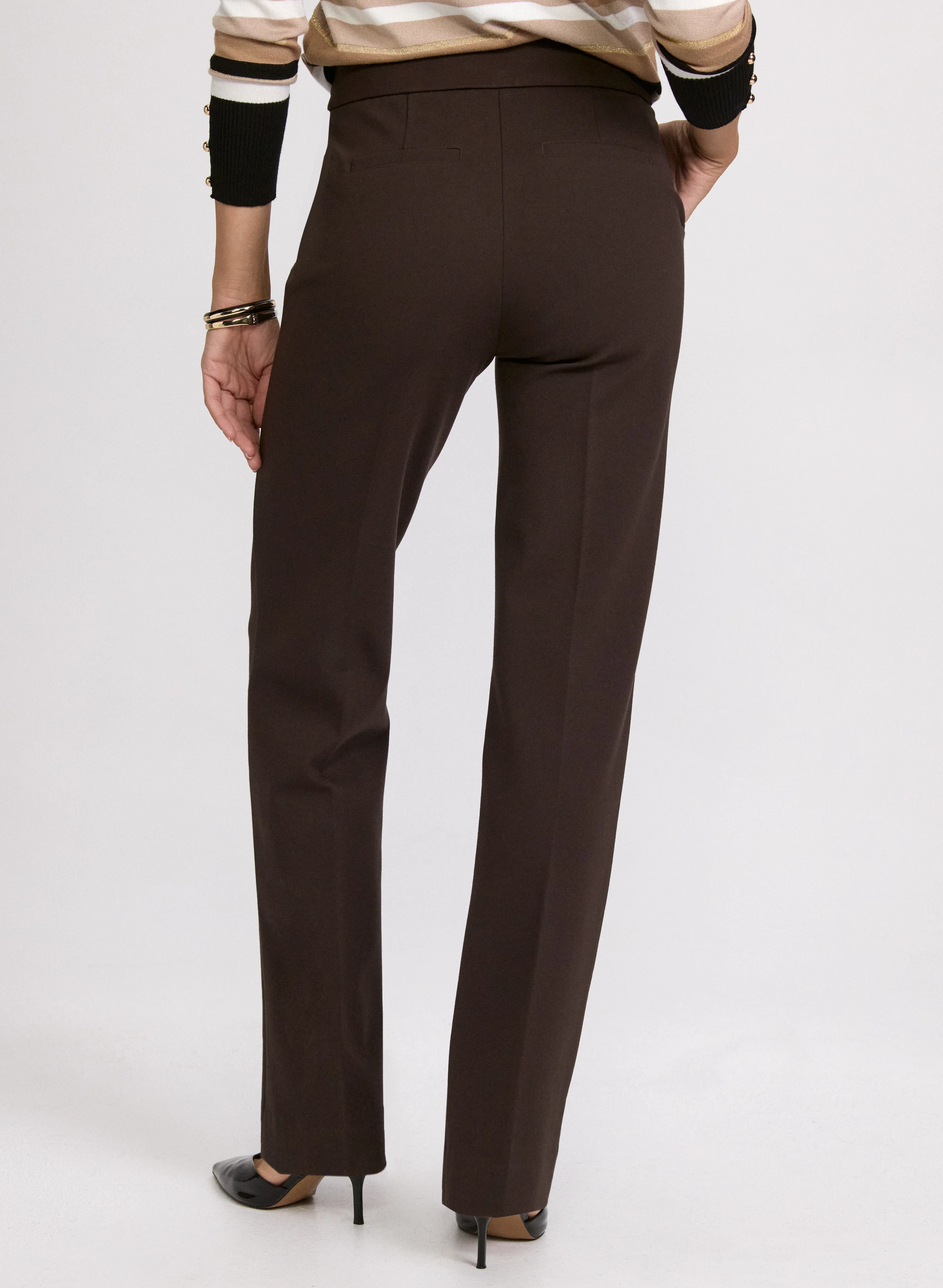 Ava Buttoned-Tab Straight-Leg Pants - Image 5