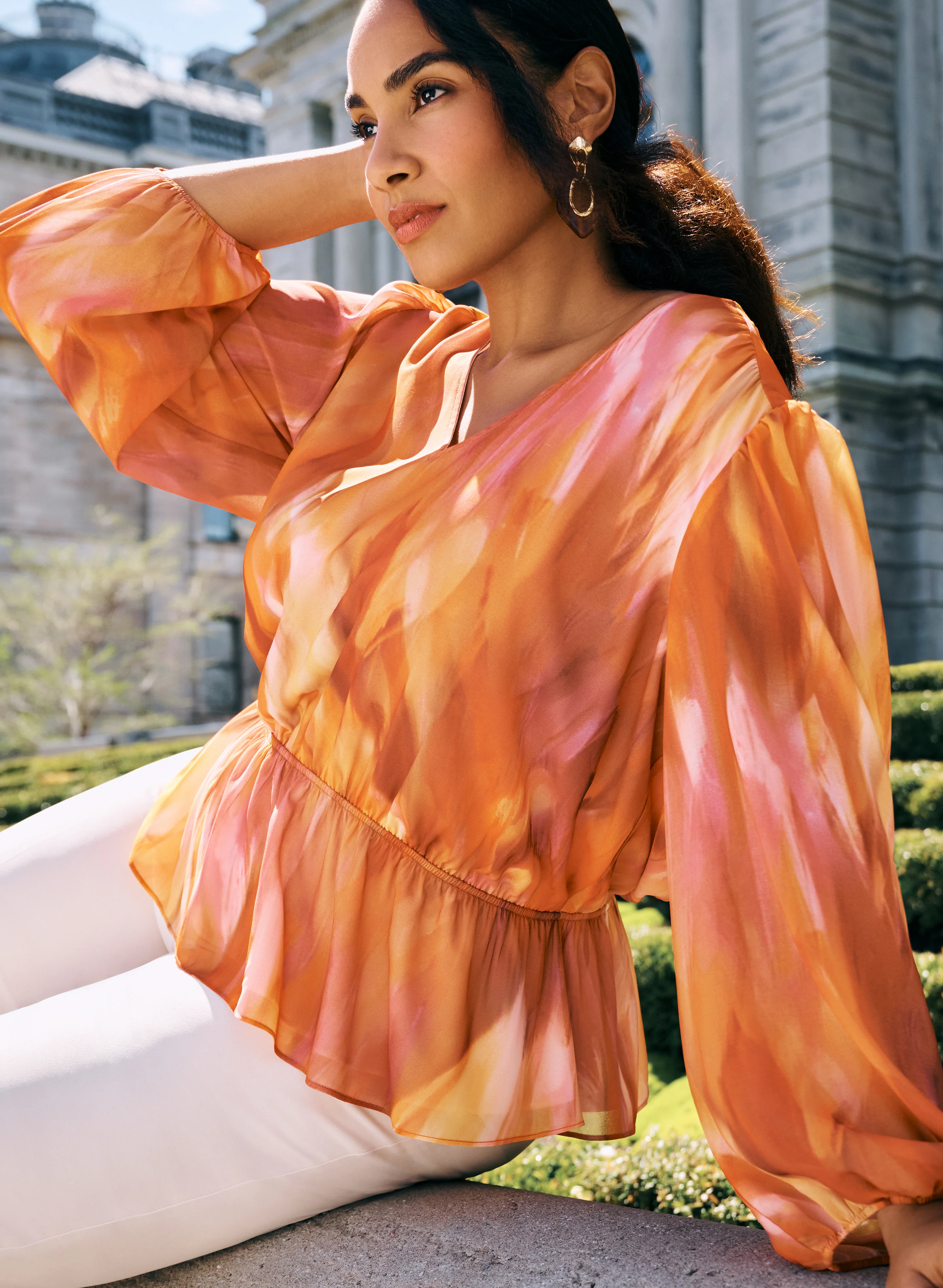 Abstract Peplum Blouse - Image 3