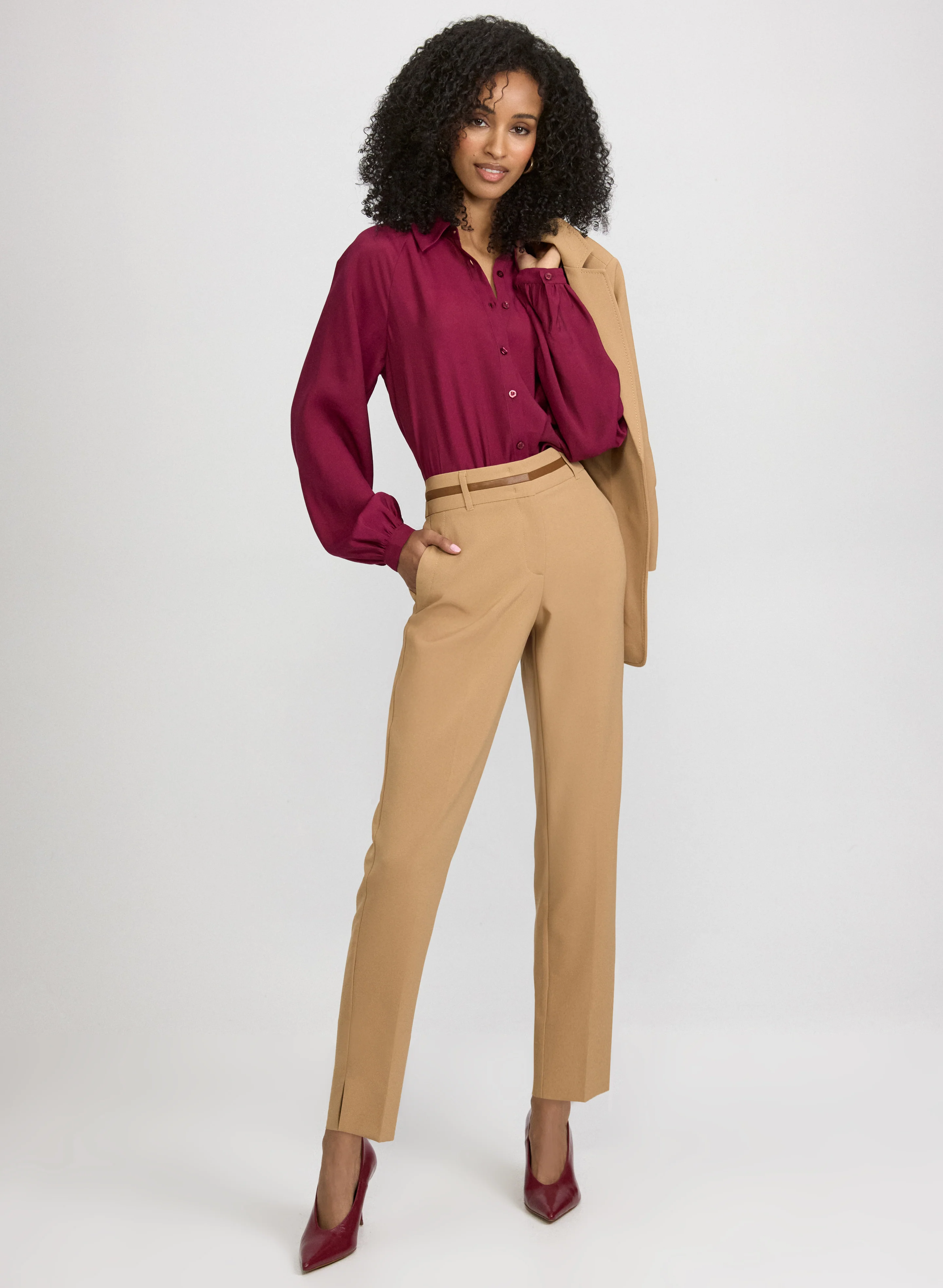 Balloon Sleeve Button-Down Blouse - Image 3