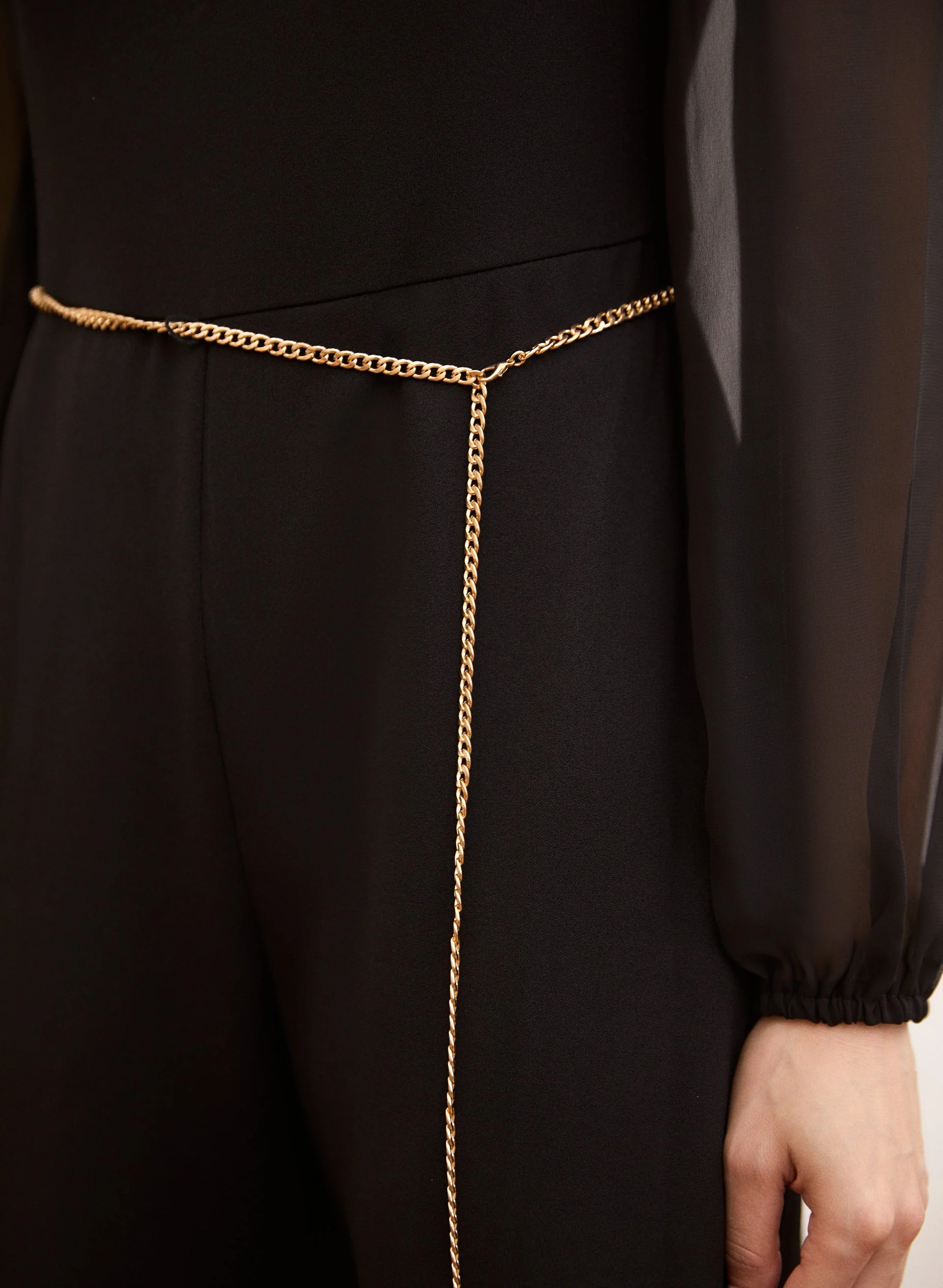 Balloon Sleeve Chain Belt Jumpsuit - Image 3