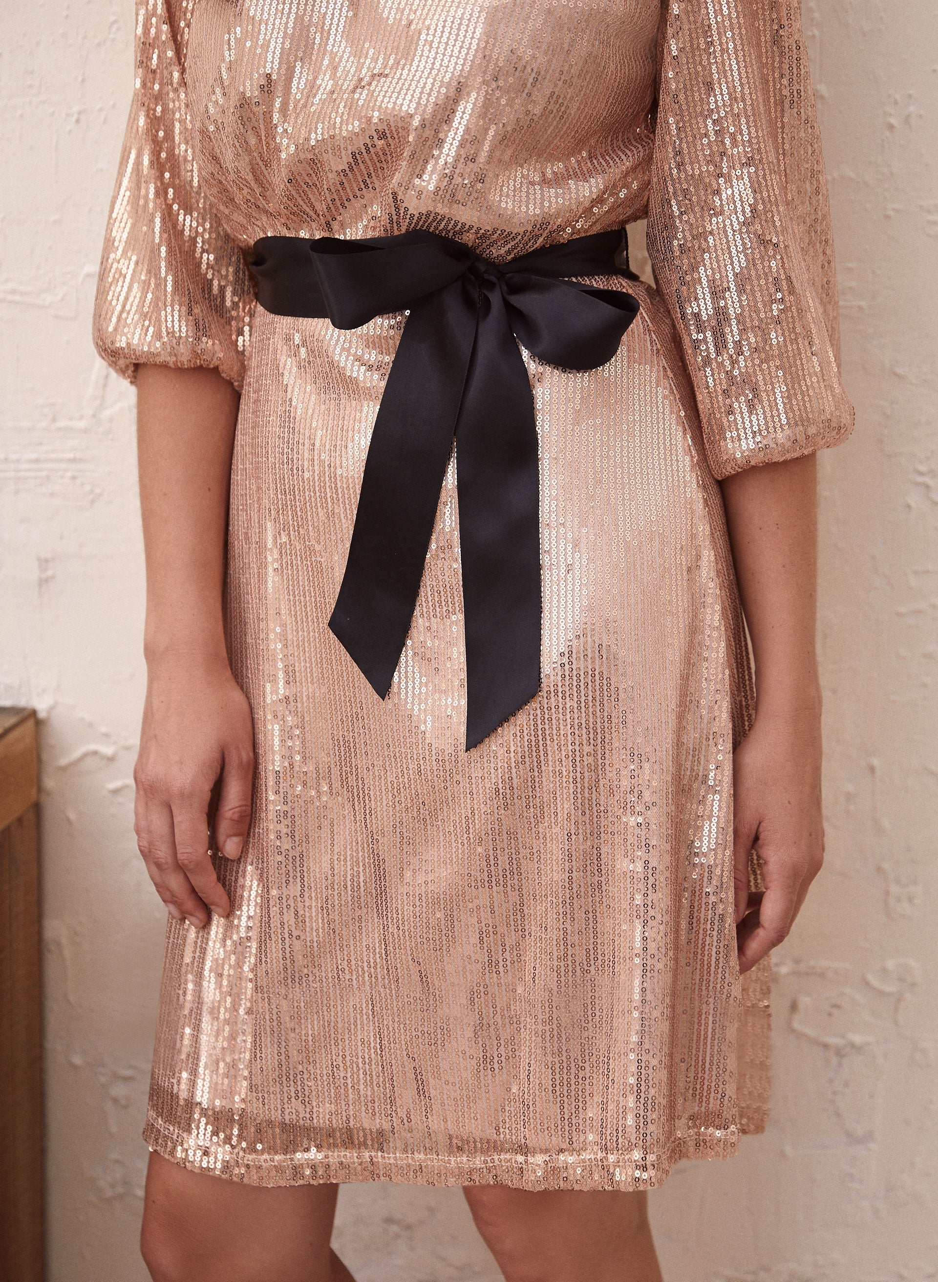 Balloon Sleeve Sequin Dress - Image 2