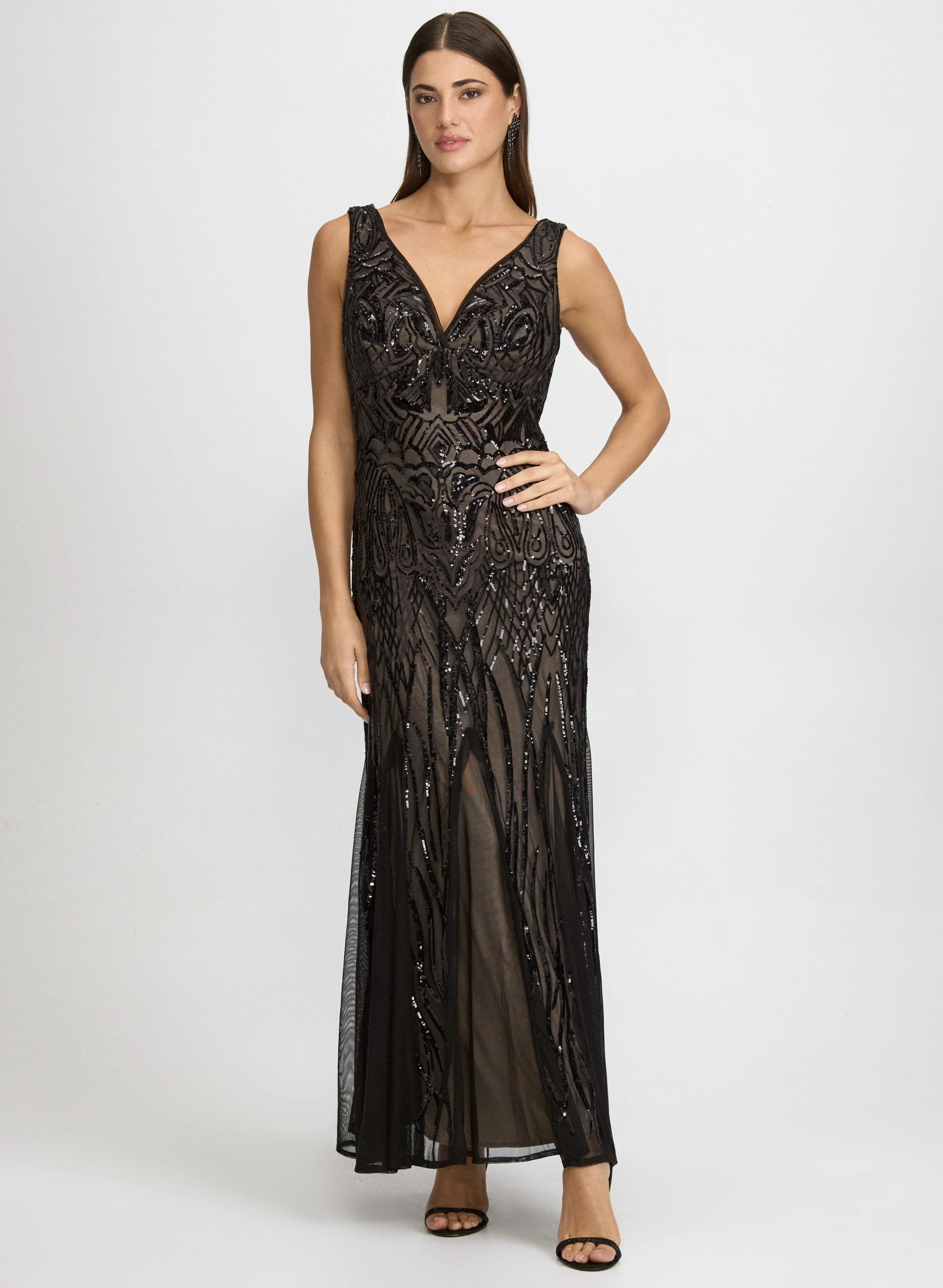 Baroque Sequined Mesh Dress