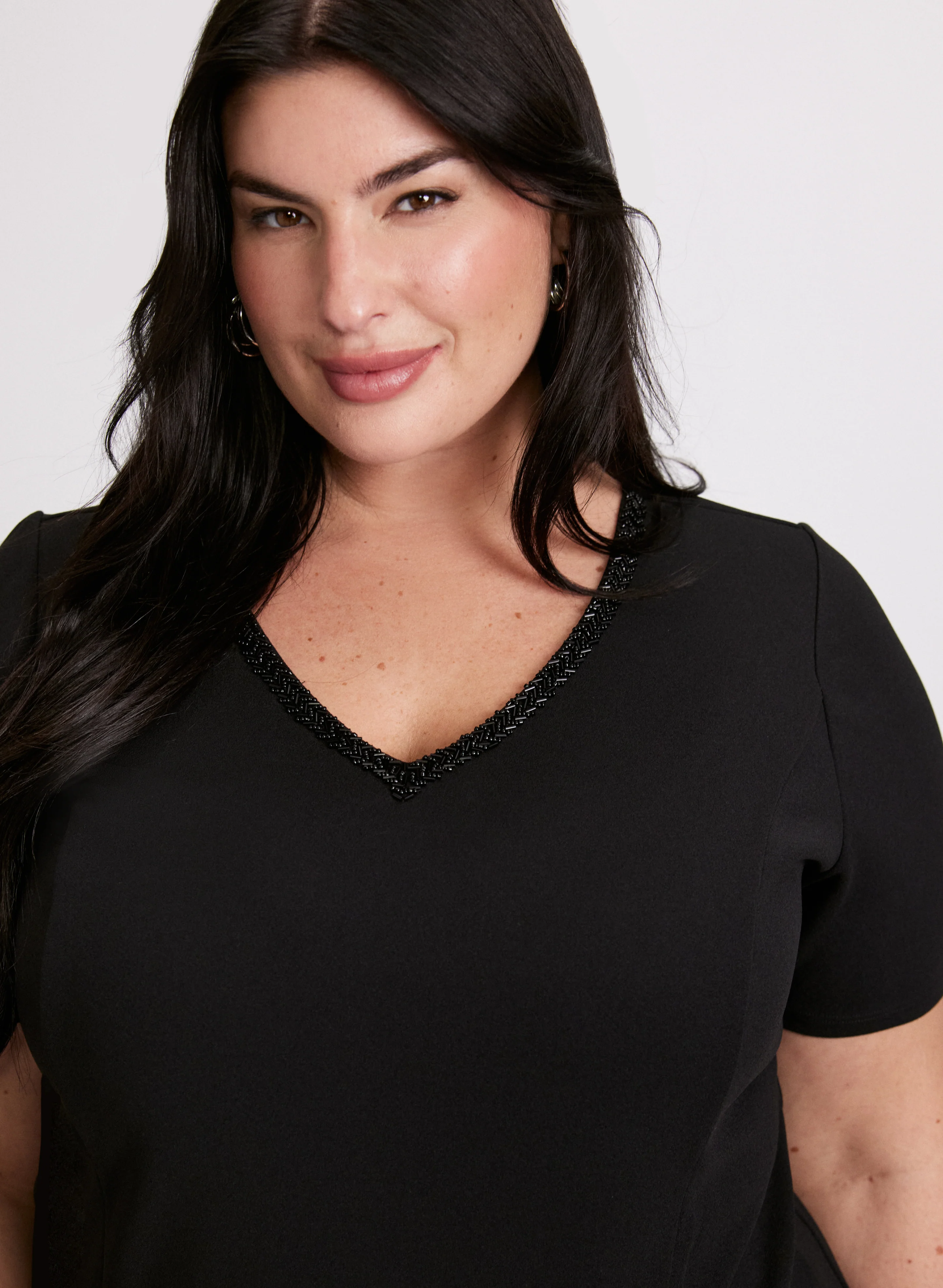 Bead Detail V-Neck Top - Image 2
