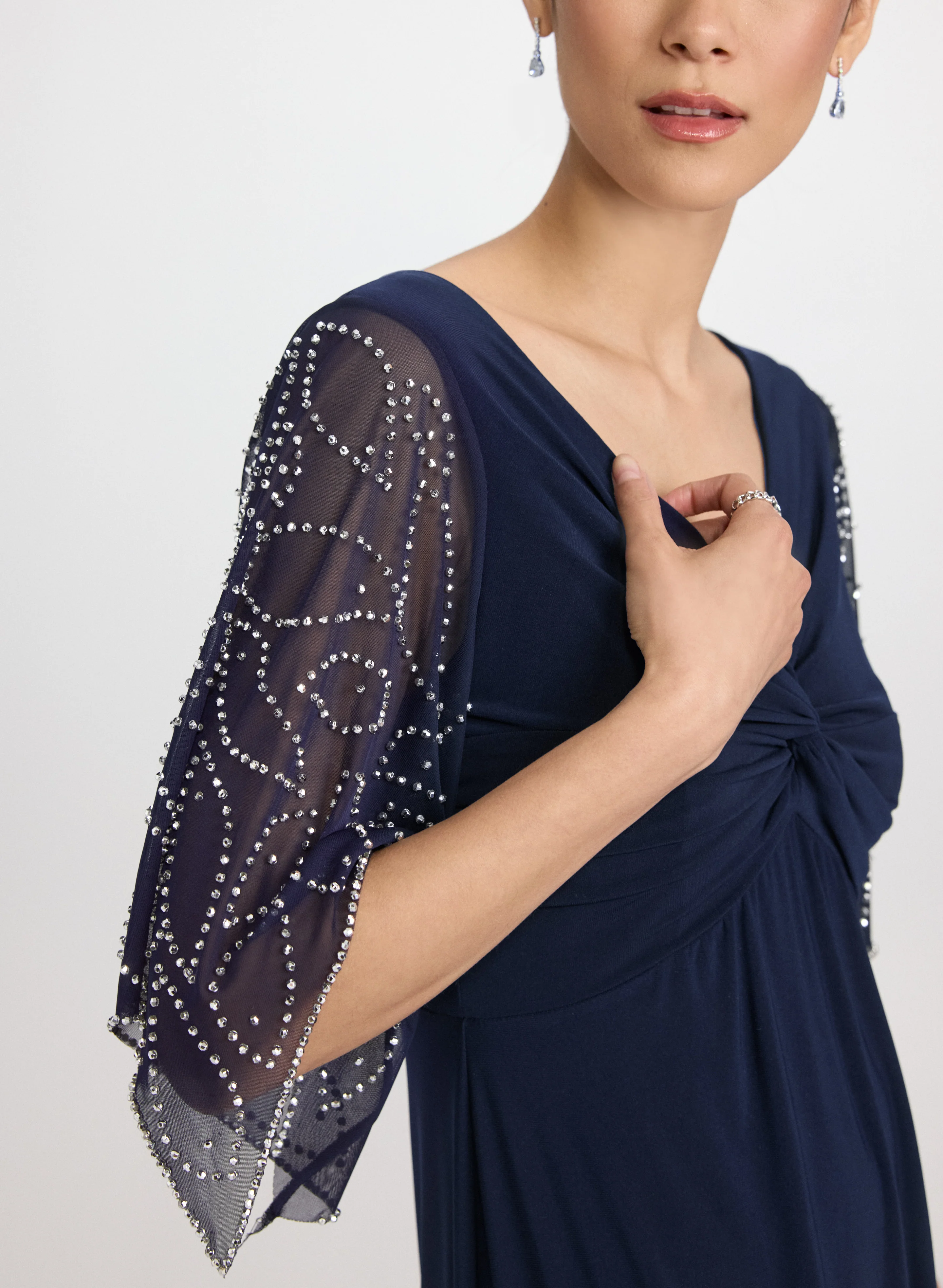 Beaded Flare Sleeve Dress - Image 2