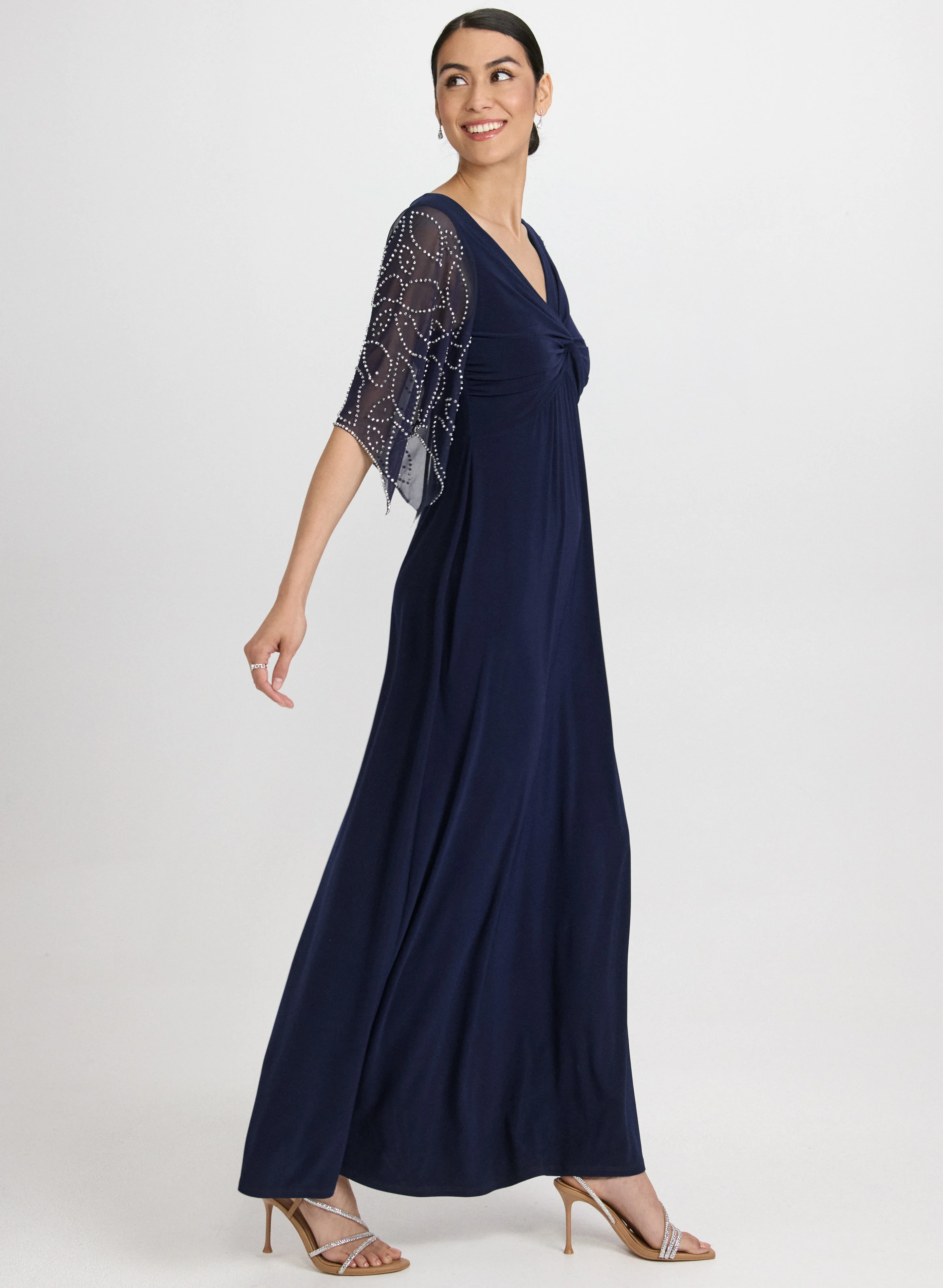 Beaded Flare Sleeve Dress - Image 3