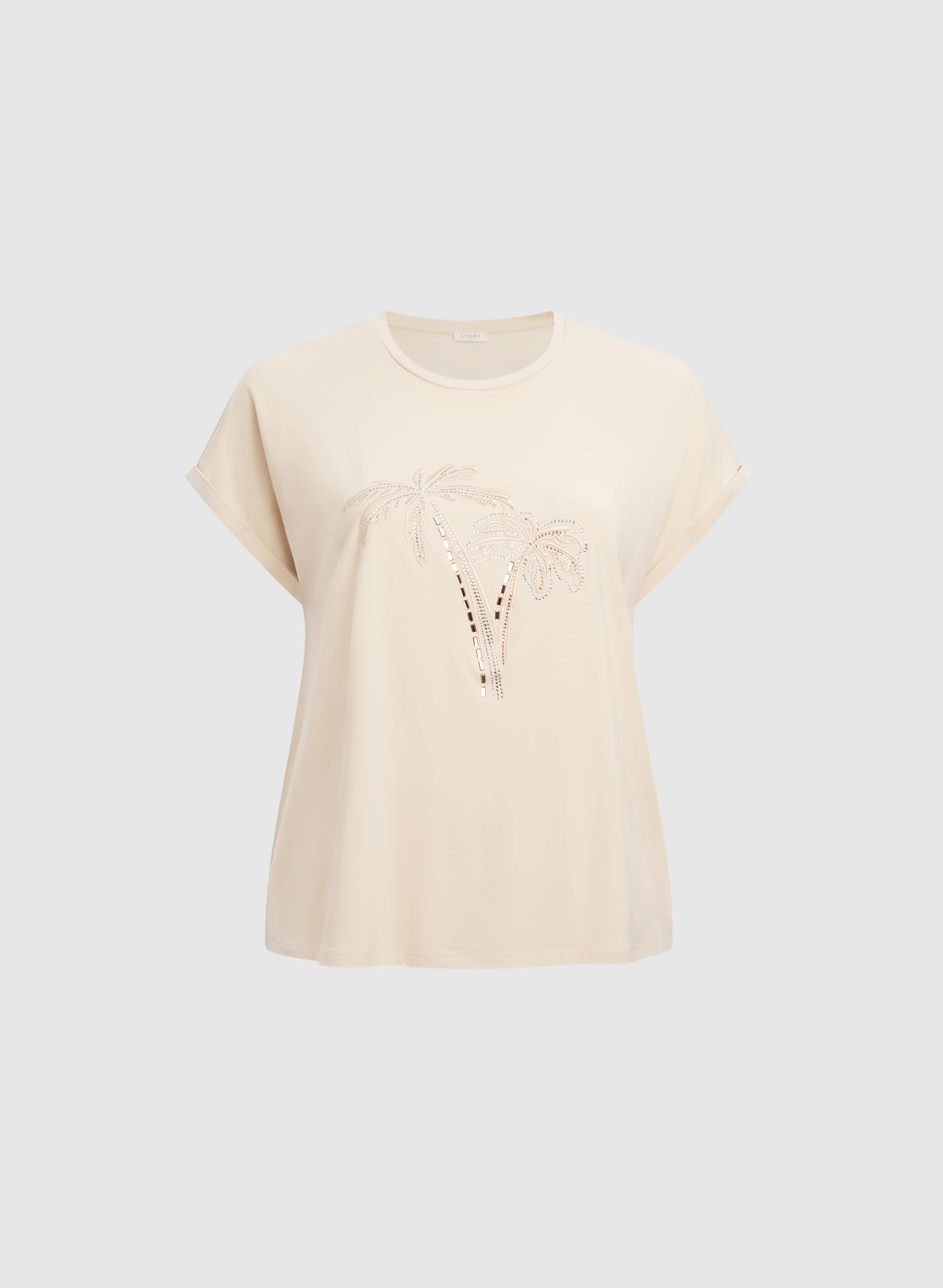 Stone Embellished Palm Print T-Shirt - Image 6