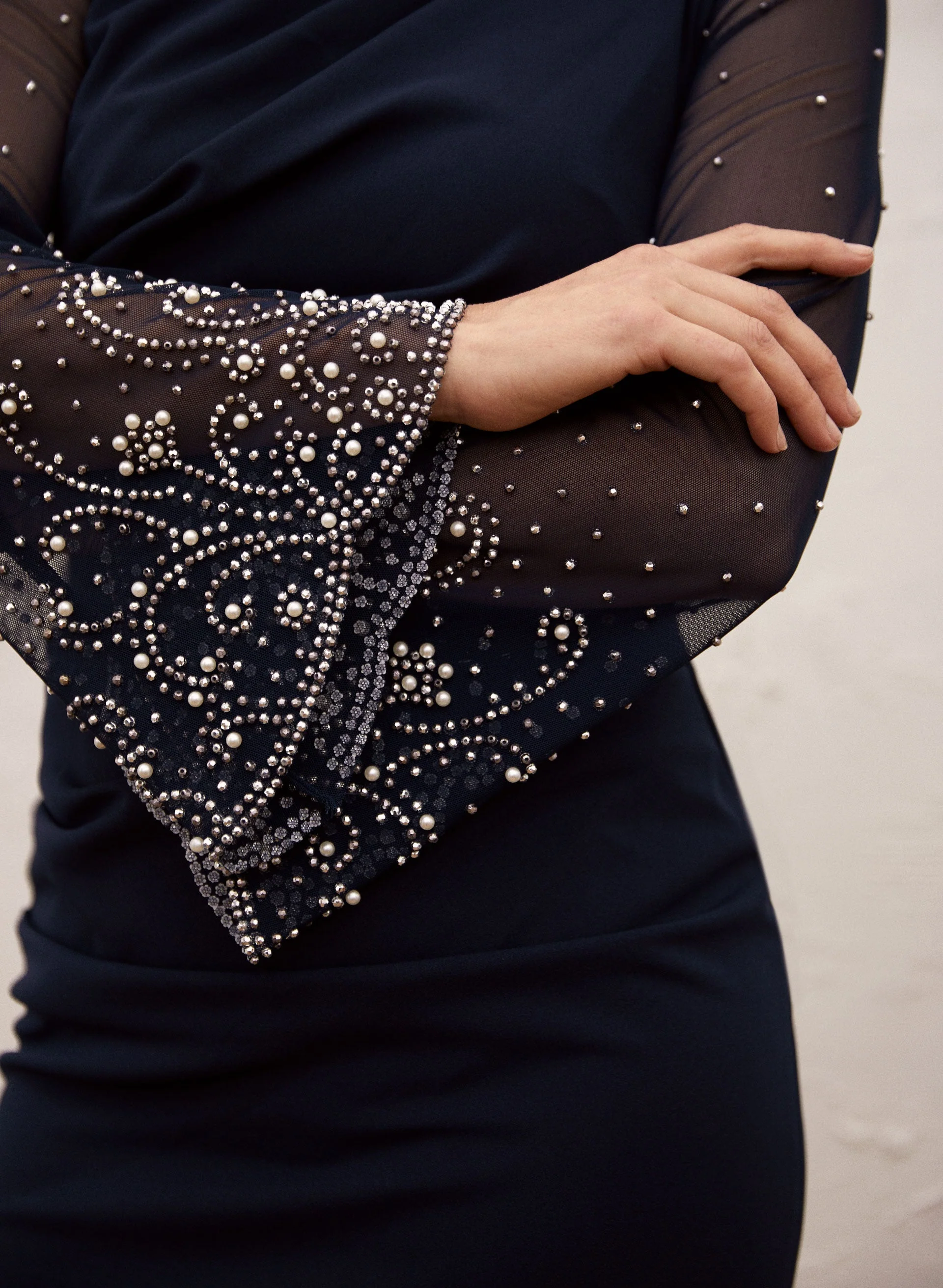 Bell Sleeve Beaded Dress - Image 3