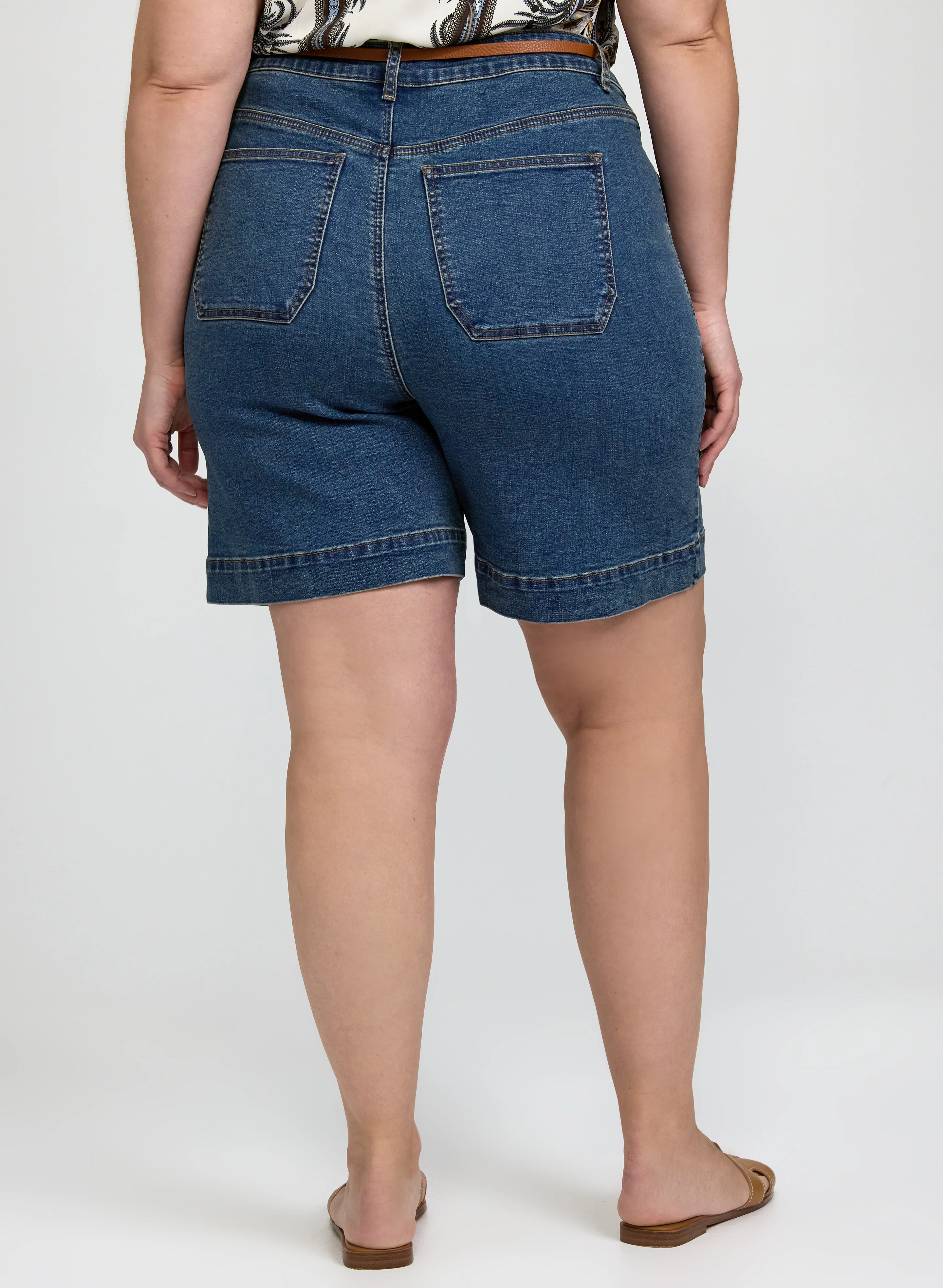 Belted Denim Shorts - Image 4
