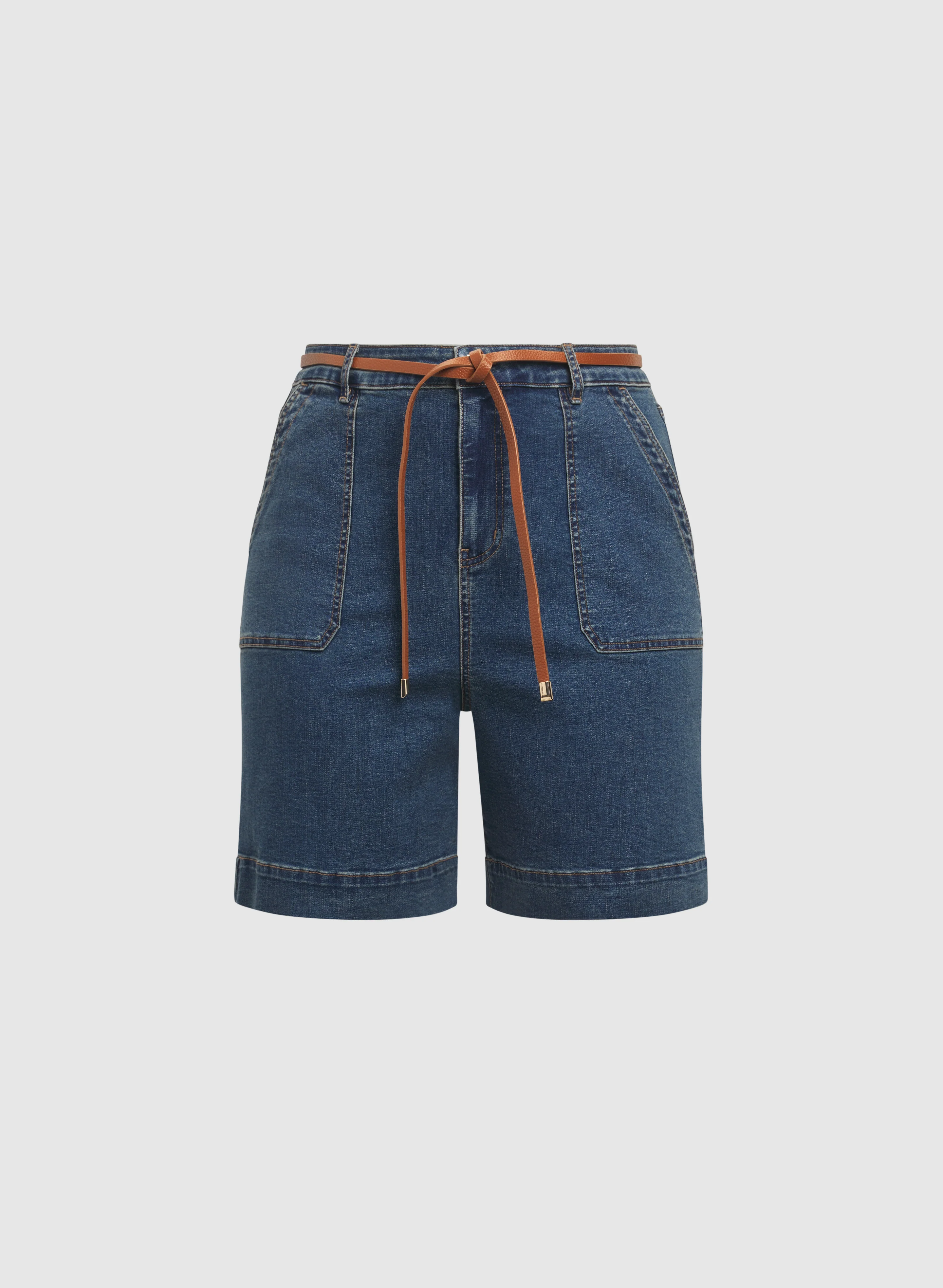 Belted Denim Shorts - Image 6