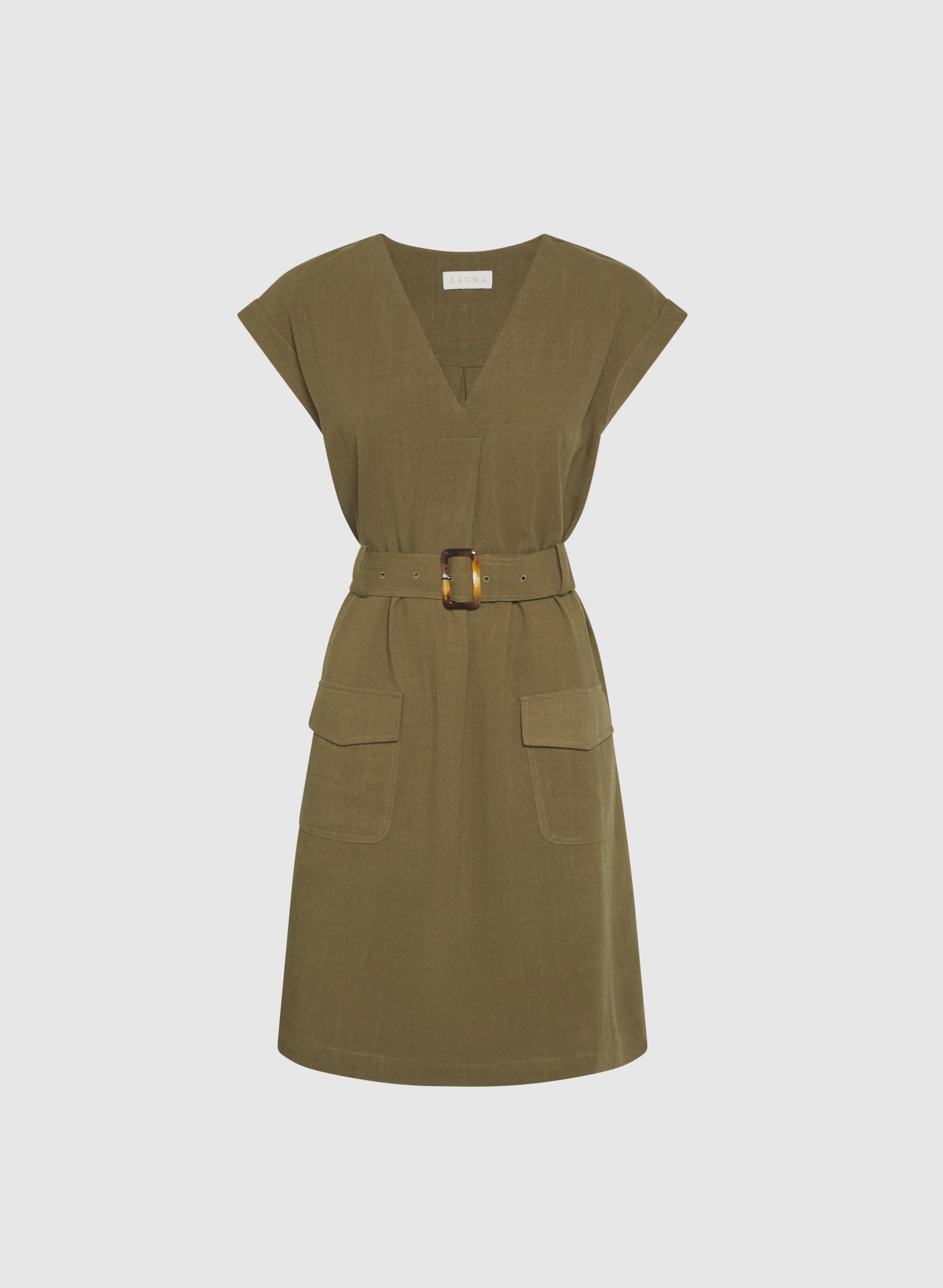 Belted Stretch Linen-Blend Dress - Image 6