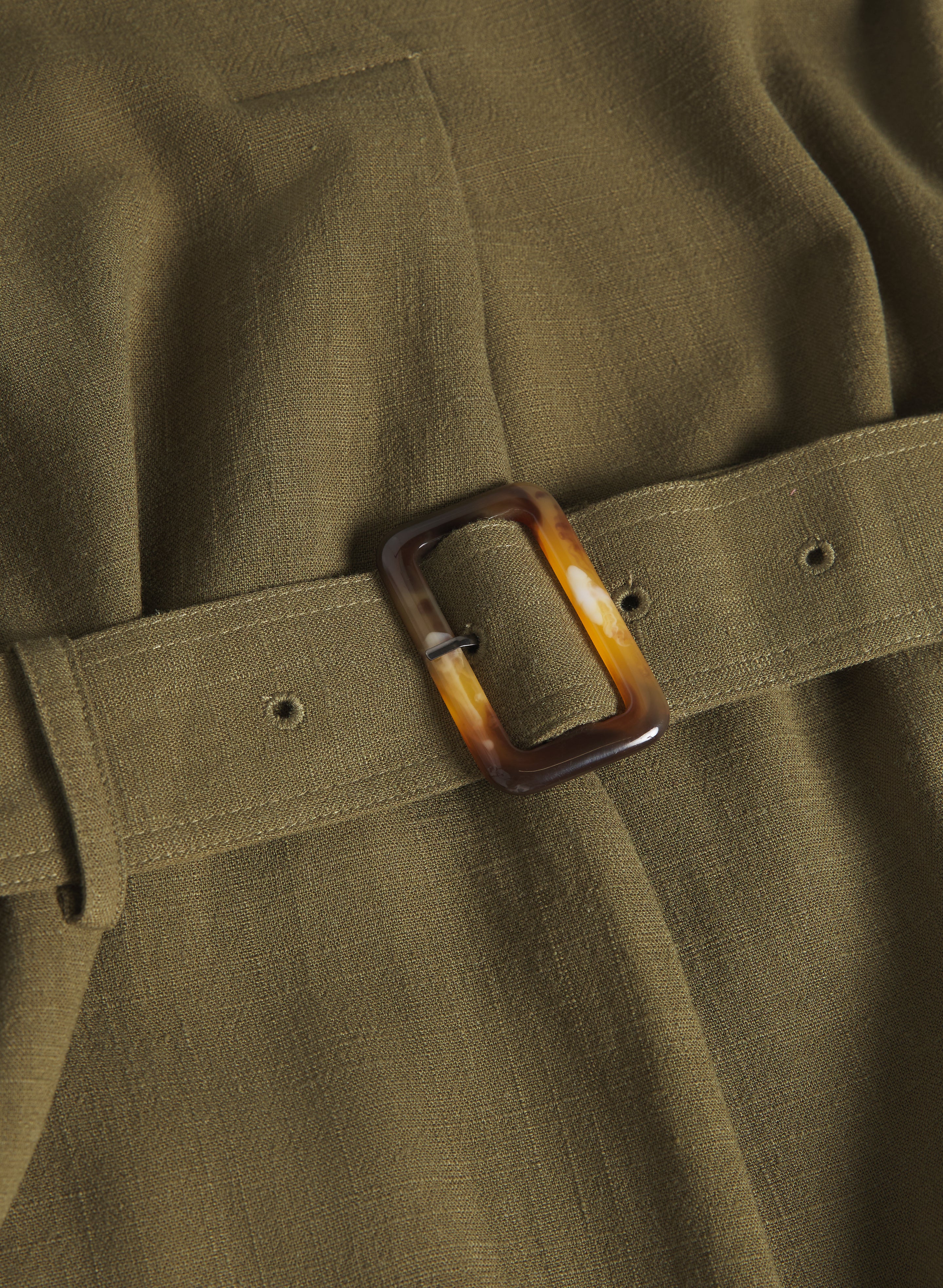 Belted Stretch Linen-Blend Dress - Image 7