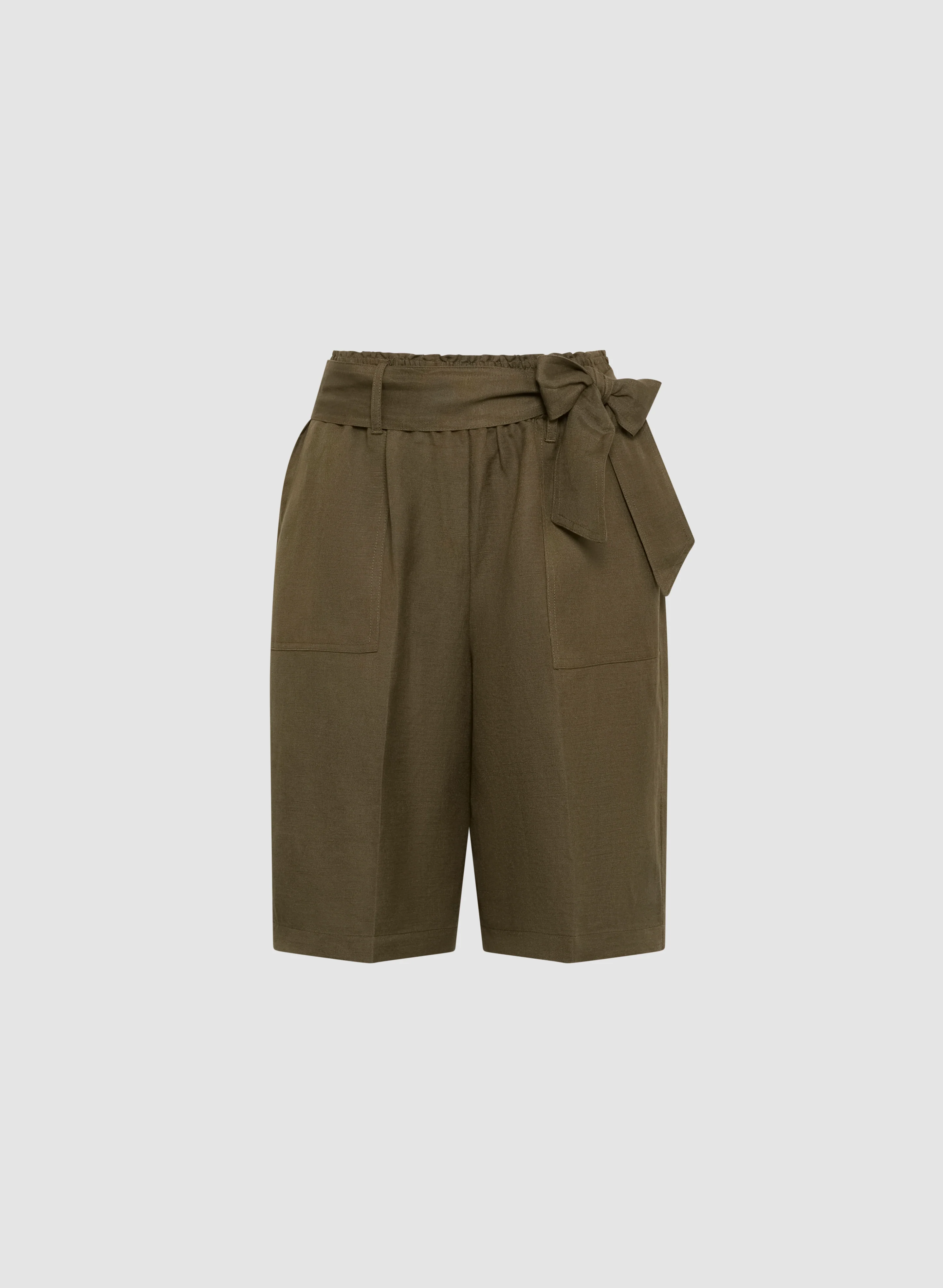 Belted Linen-Blend Shorts - Image 6