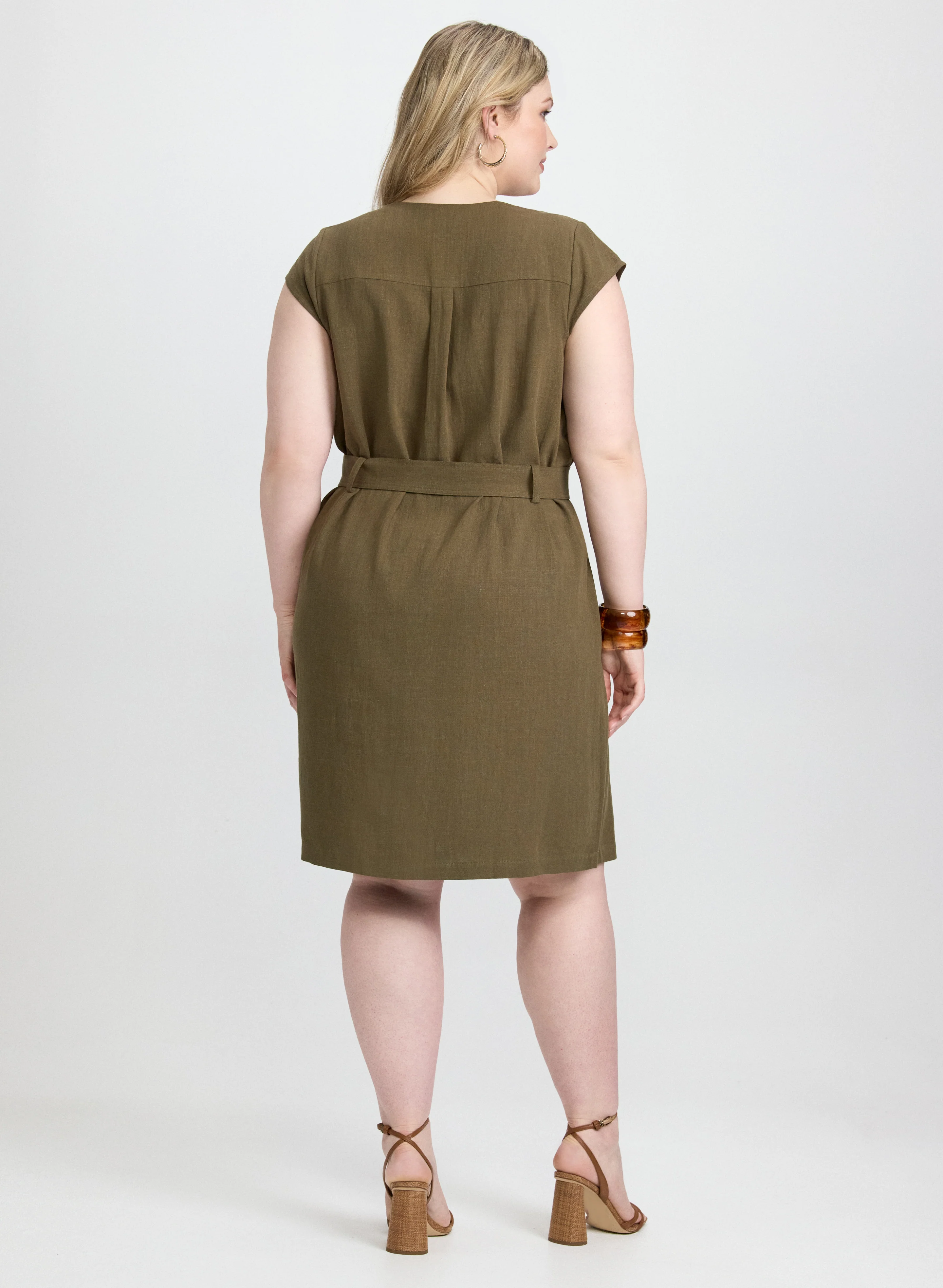 Belted Stretch Linen-Blend Dress - Image 4