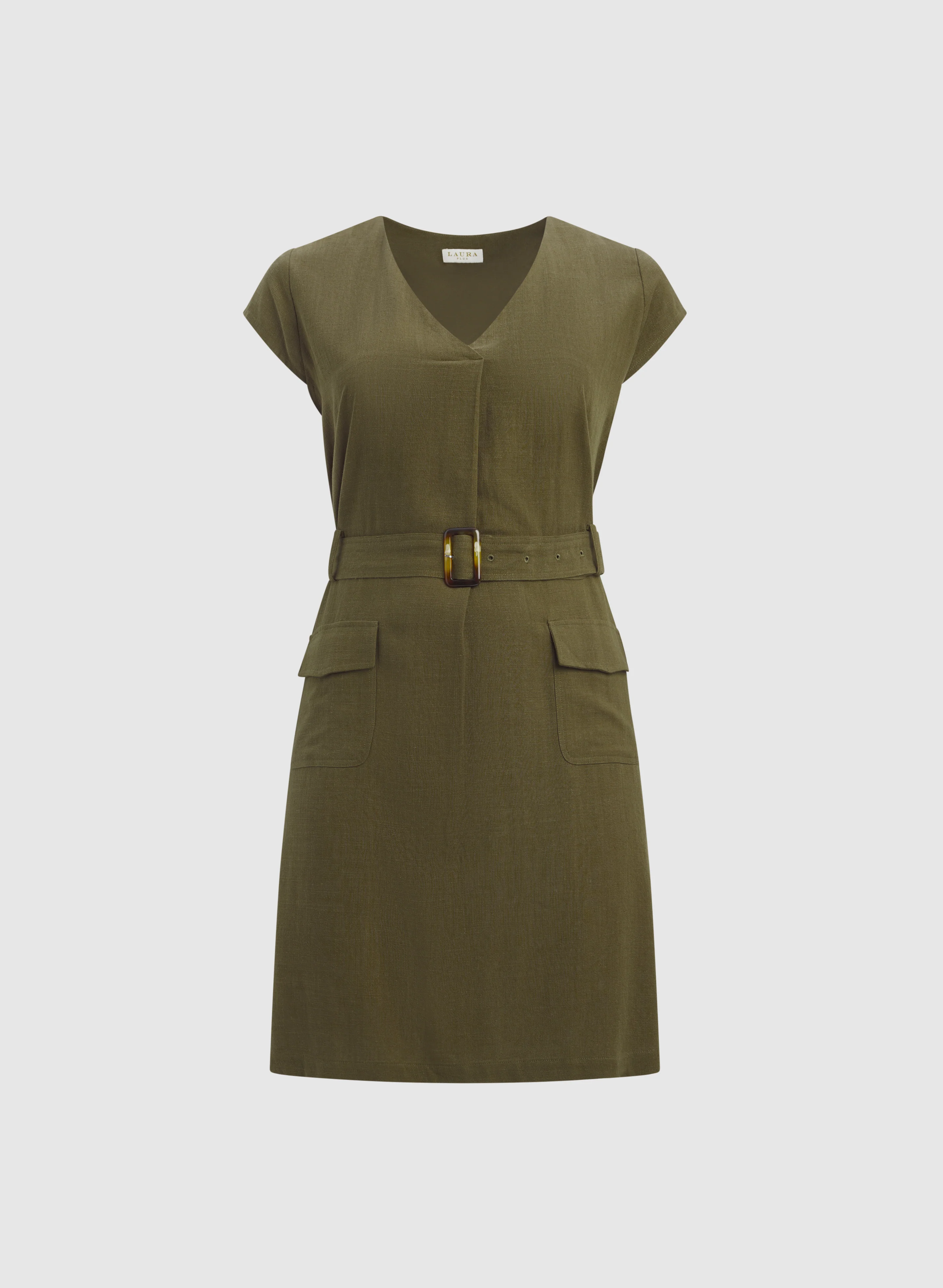 Belted Stretch Linen-Blend Dress - Image 6
