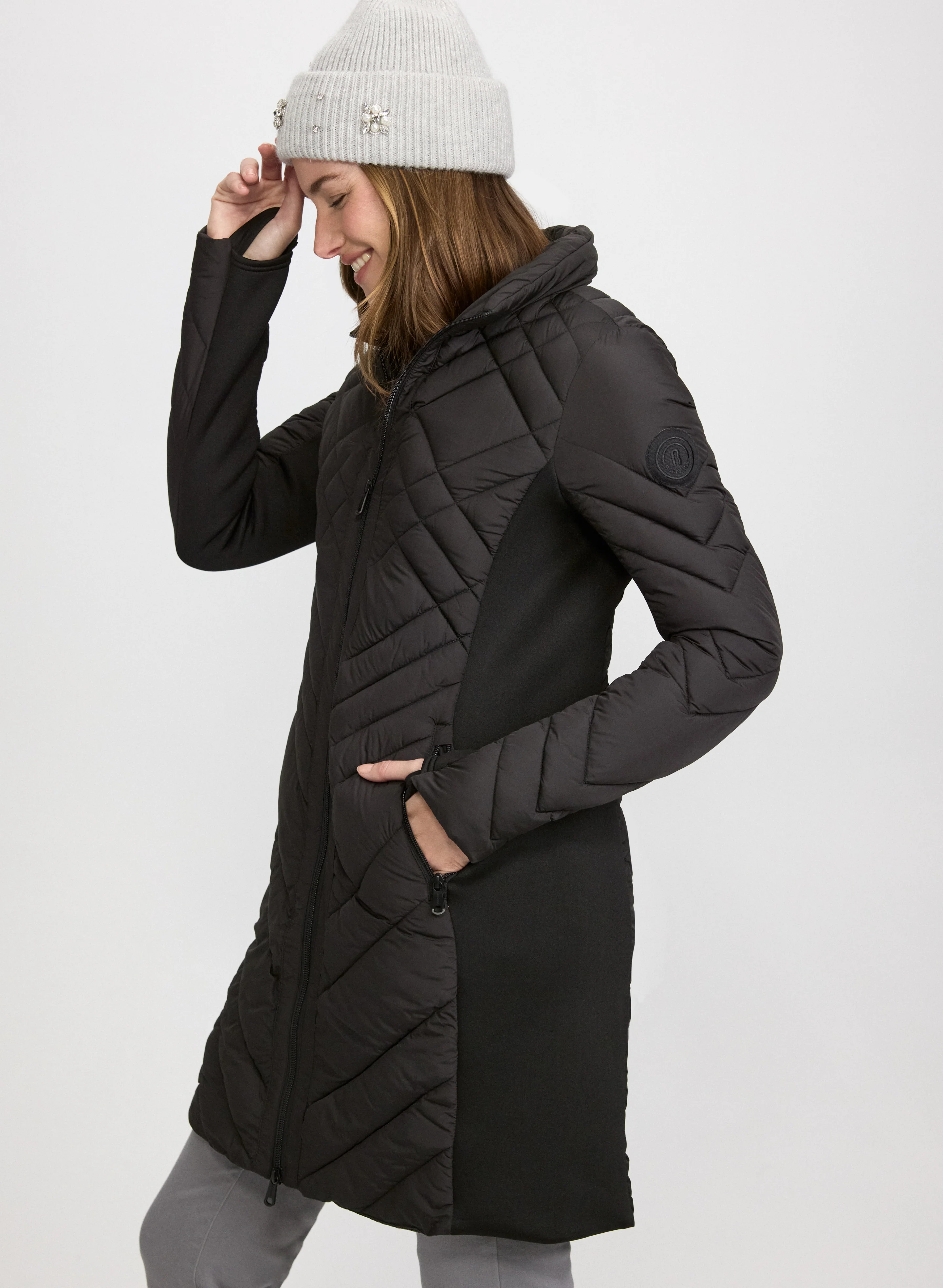 Bernardo - Quilted Scuba Detail Coat - Image 2