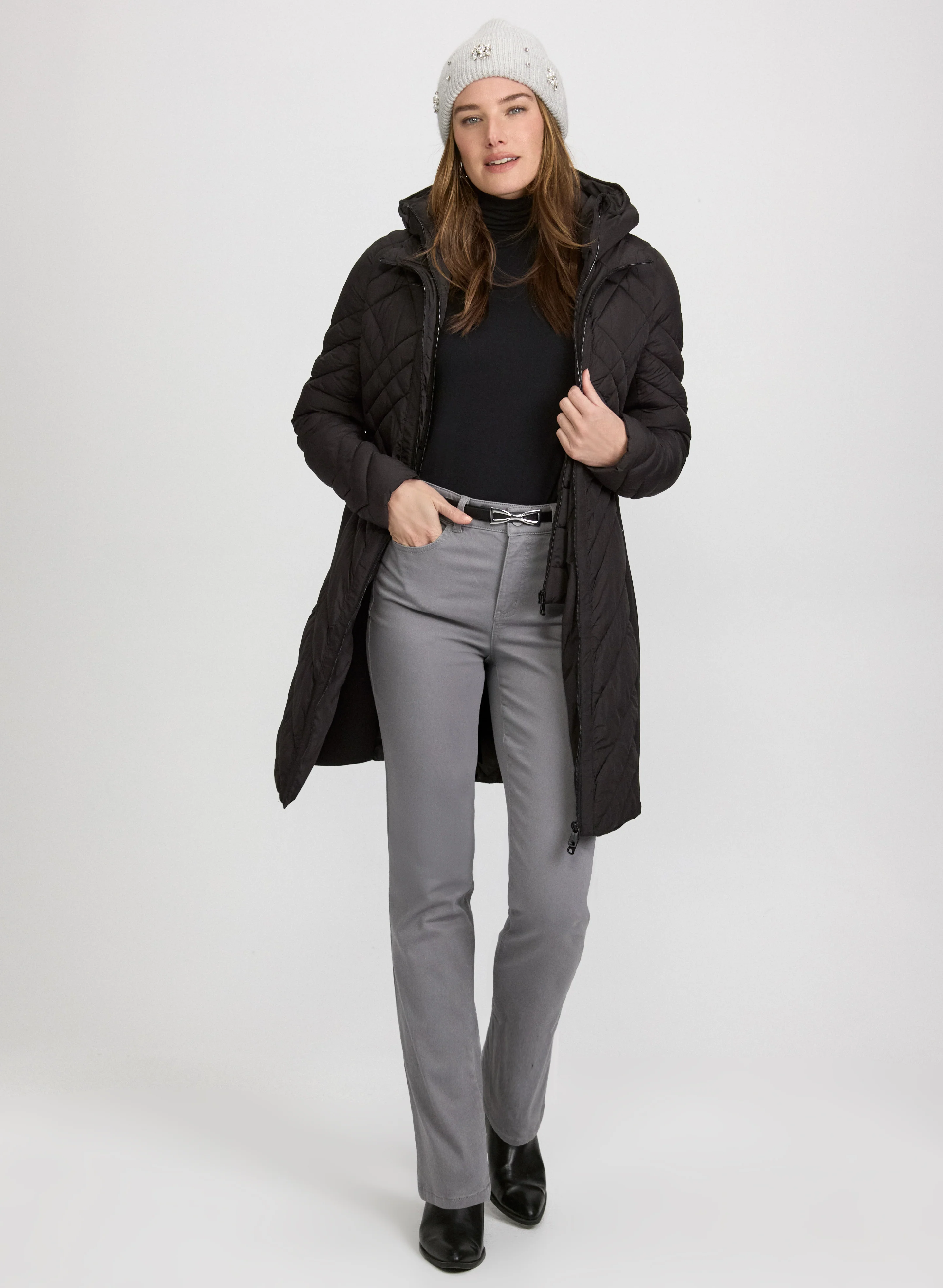 Bernardo - Quilted Scuba Detail Coat - Image 3