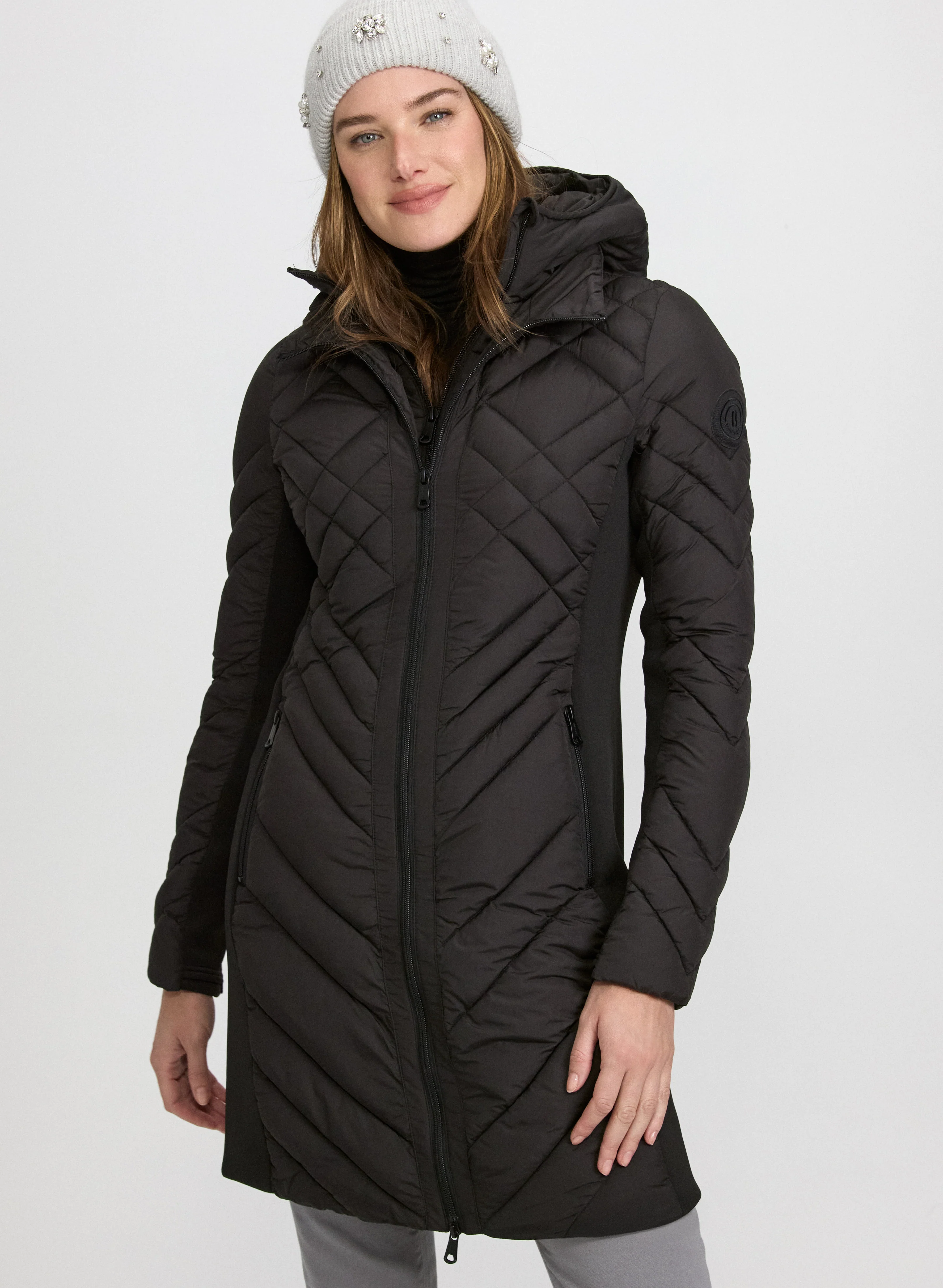 Bernardo - Quilted Scuba Detail Coat - Image 9
