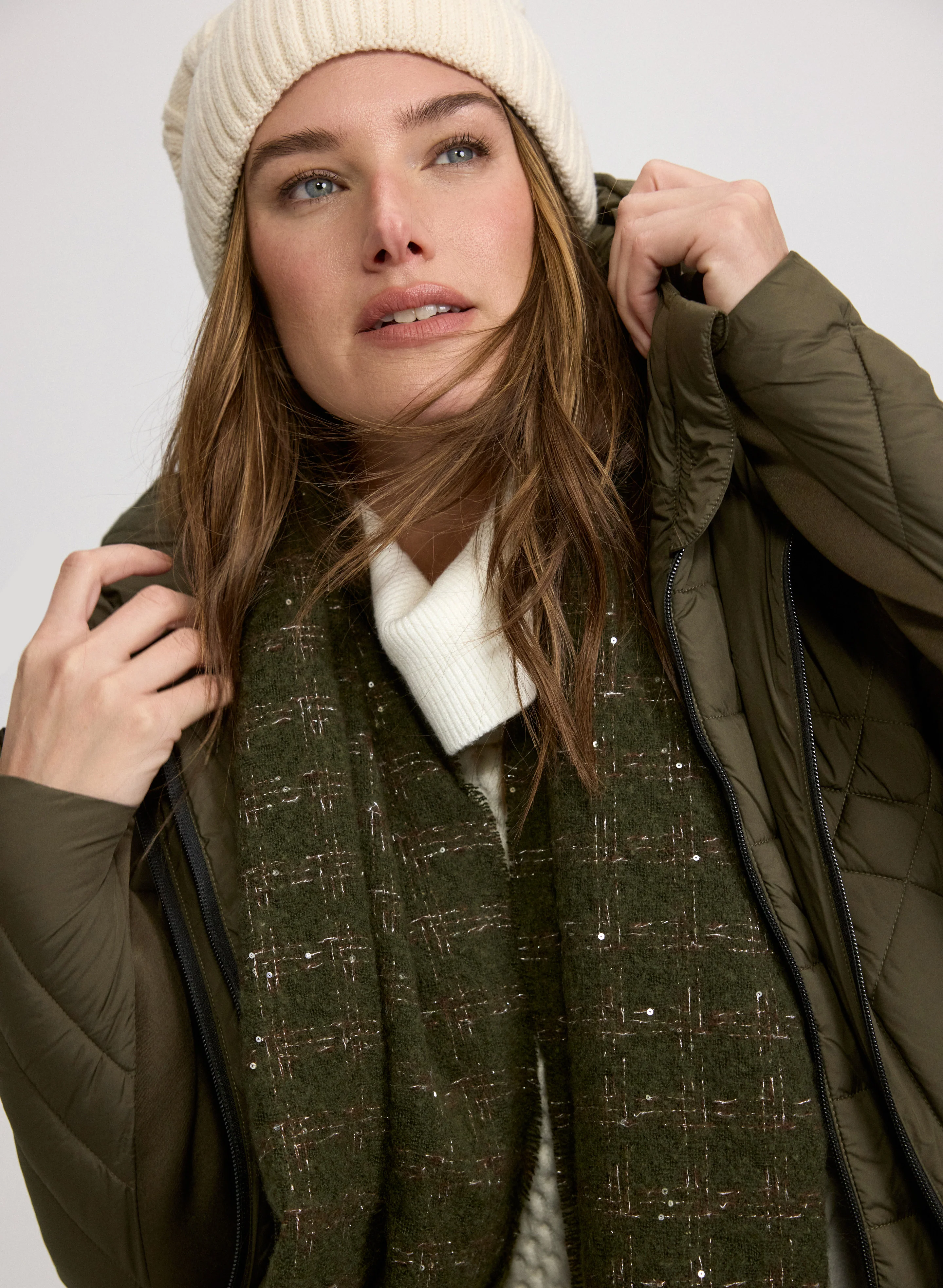 Bernardo - Quilted Scuba Detail Coat - Image 13