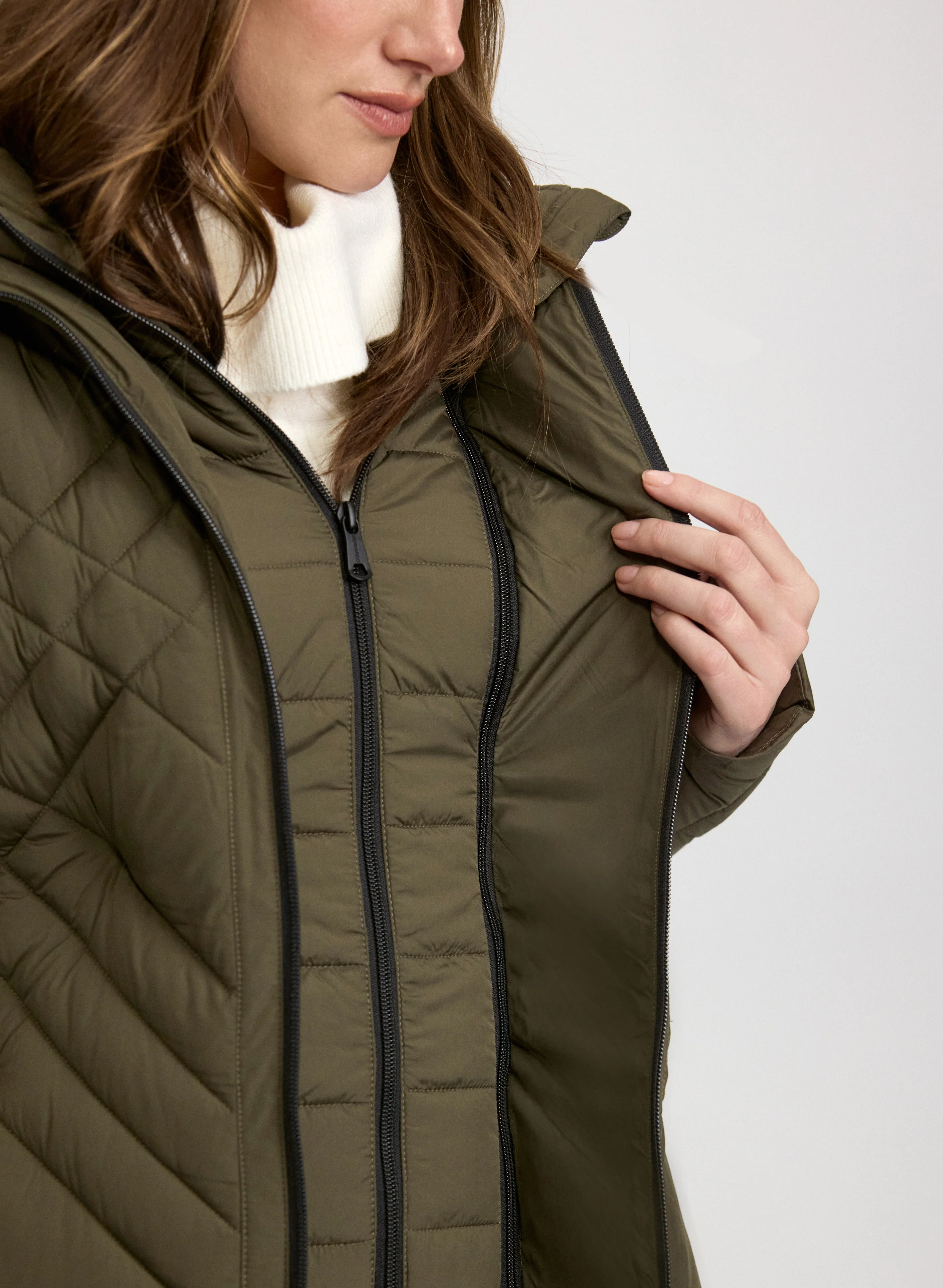 Bernardo - Quilted Scuba Detail Coat - Image 5