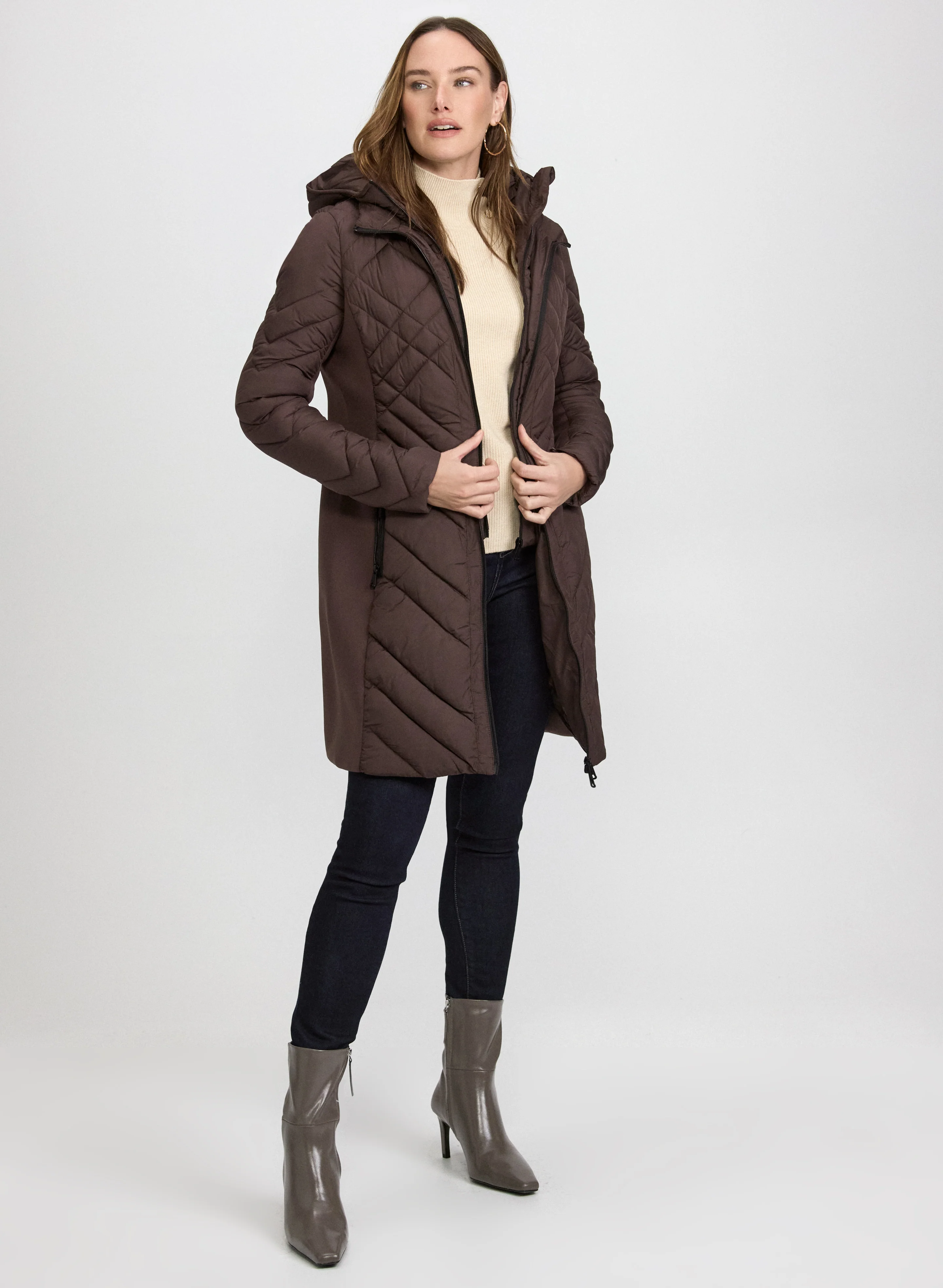 Bernardo - Quilted Scuba Detail Coat - Image 2