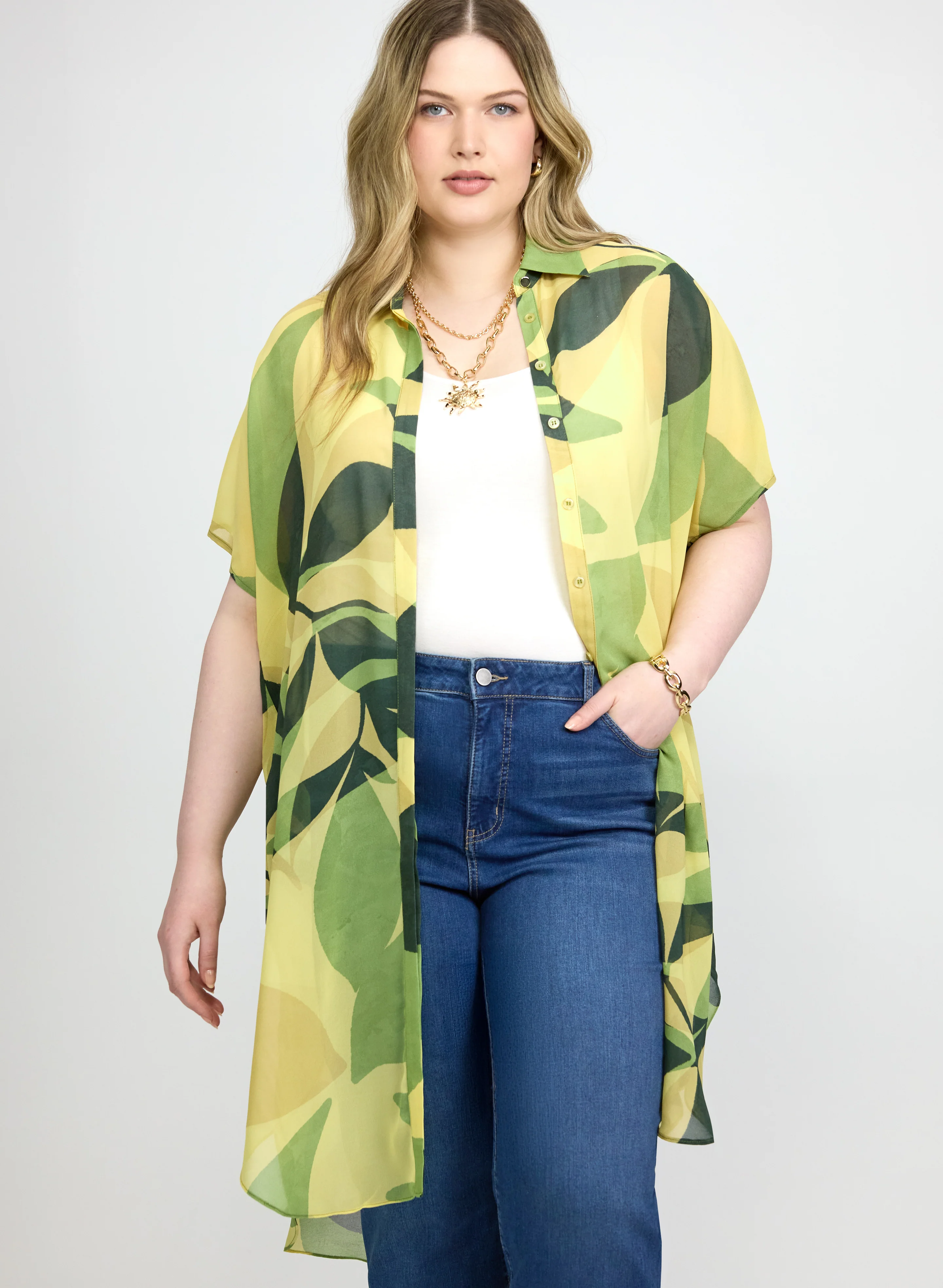 Blouses Leaf Short Sleeve