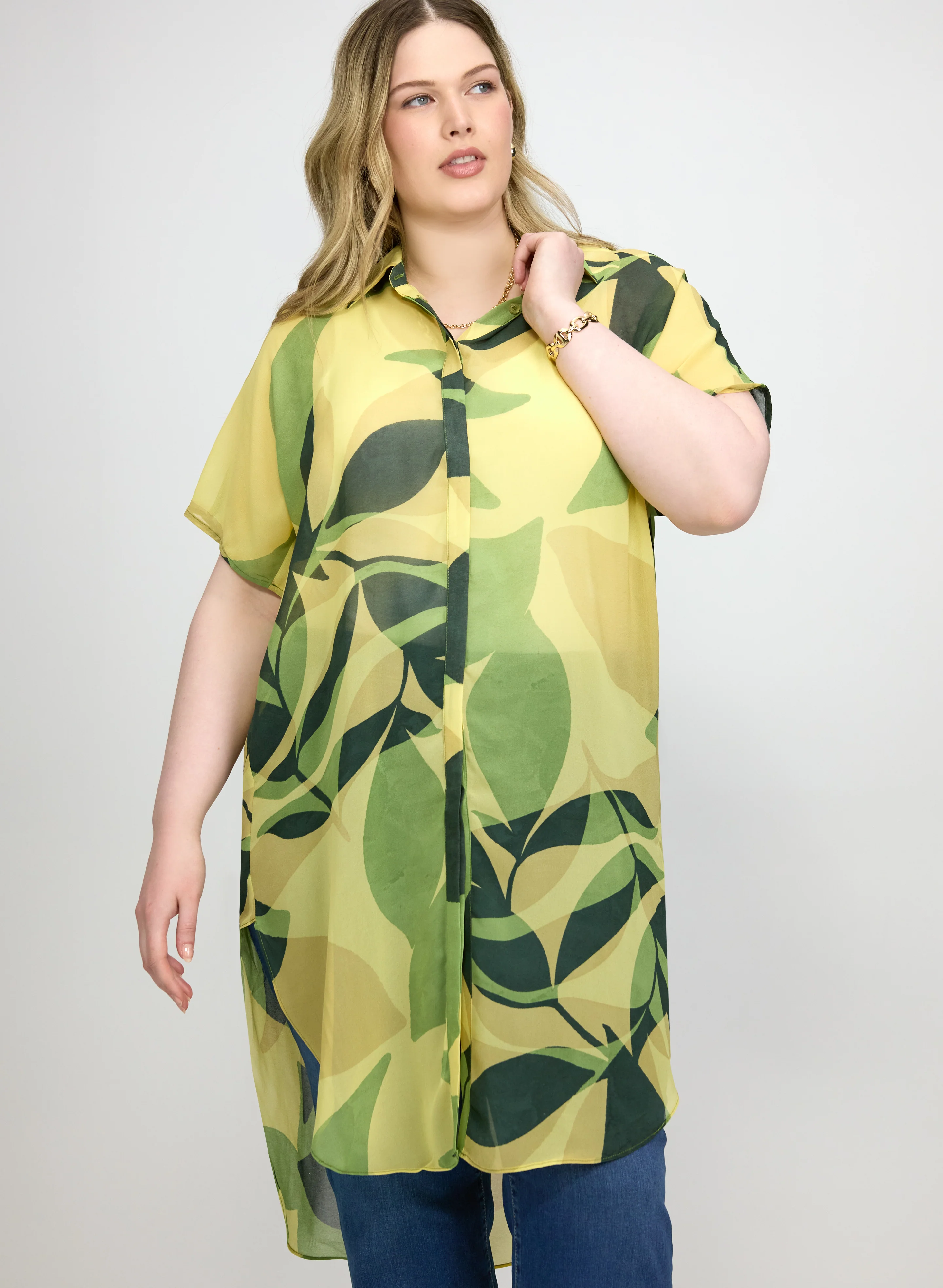 Blouses Leaf Short Sleeve - Image 7
