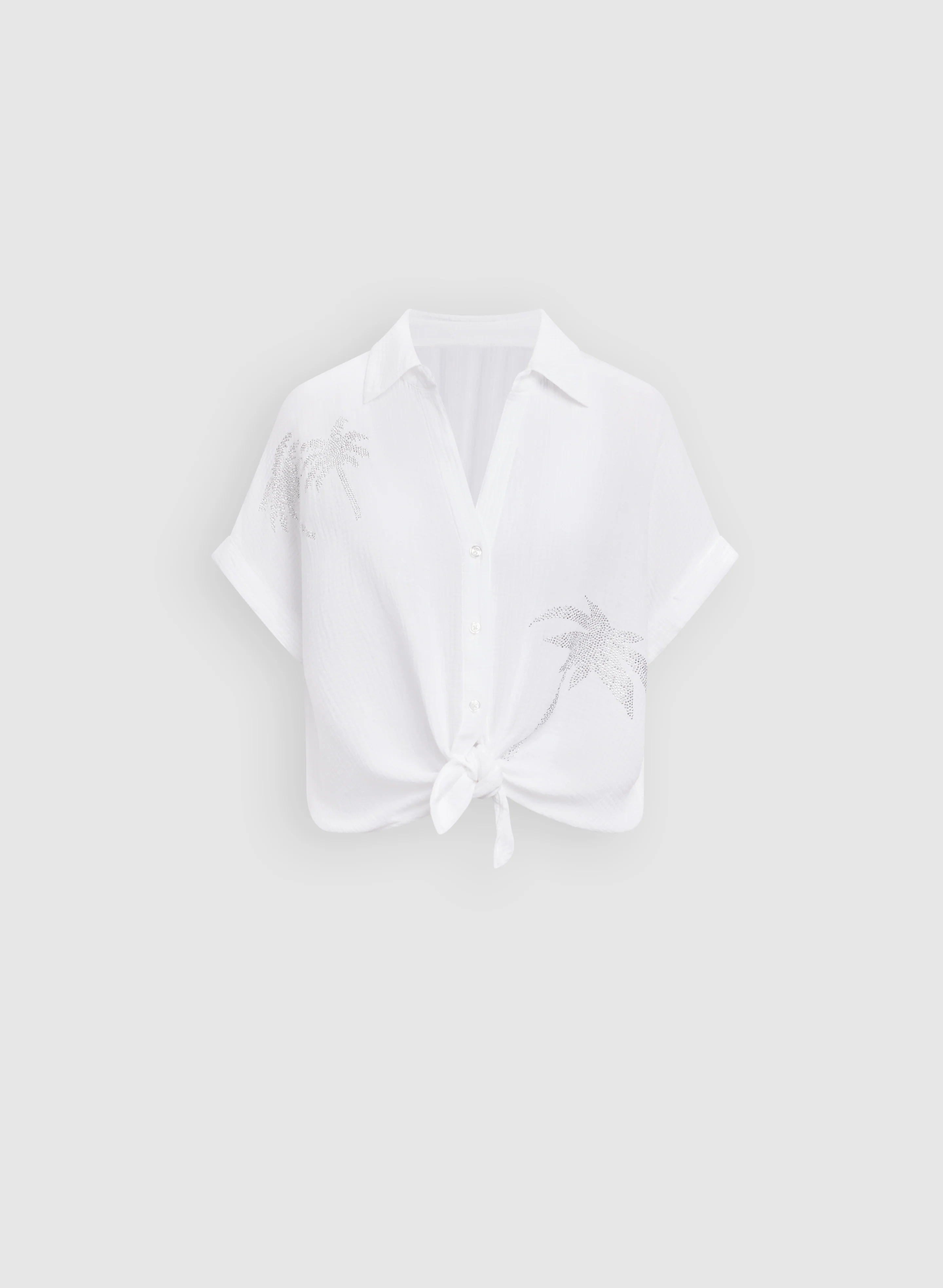 Rhinestone Palm Print Blouse - Image 8