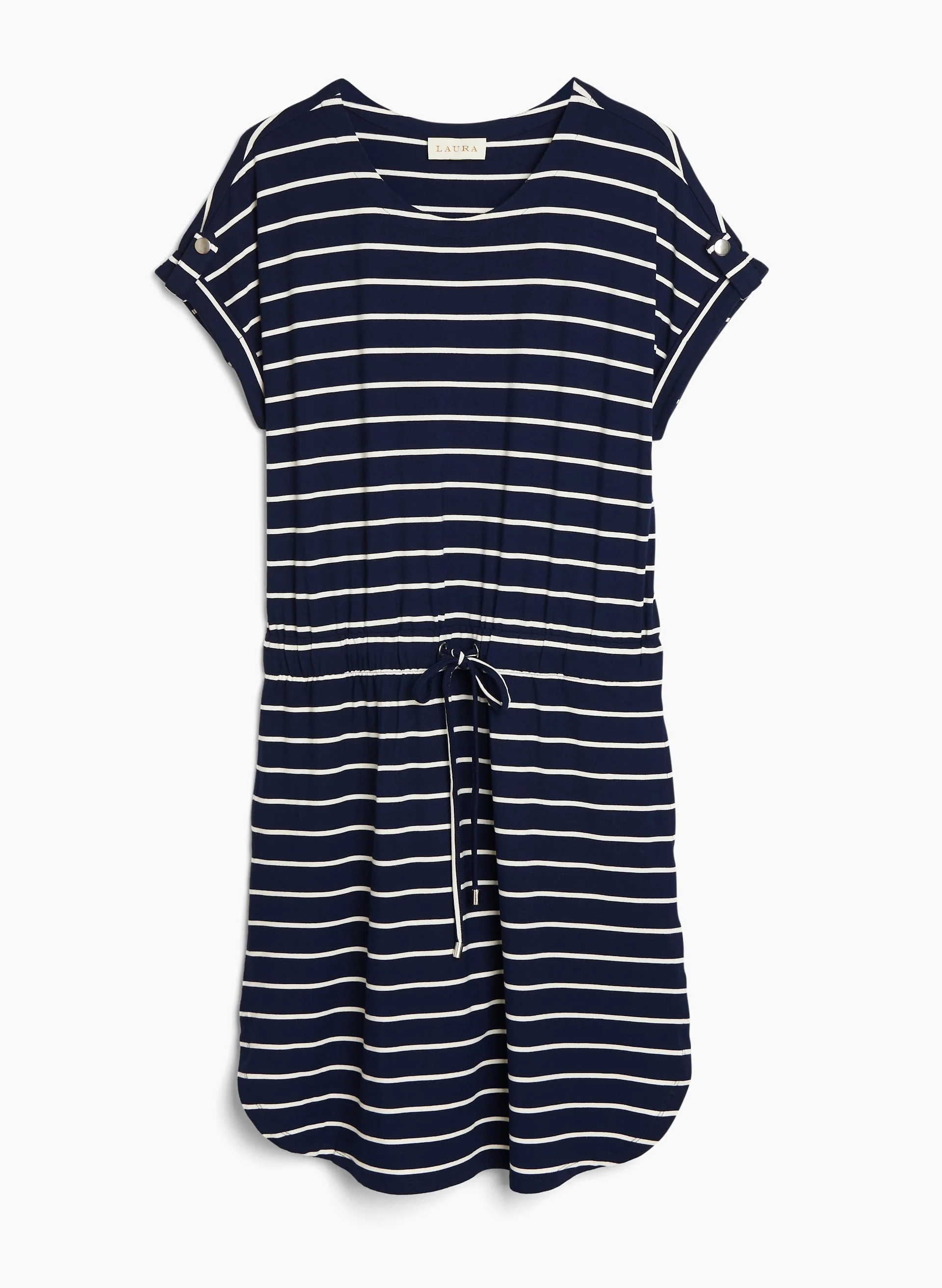 Boat Neck Stripe Print Dress - Image 5