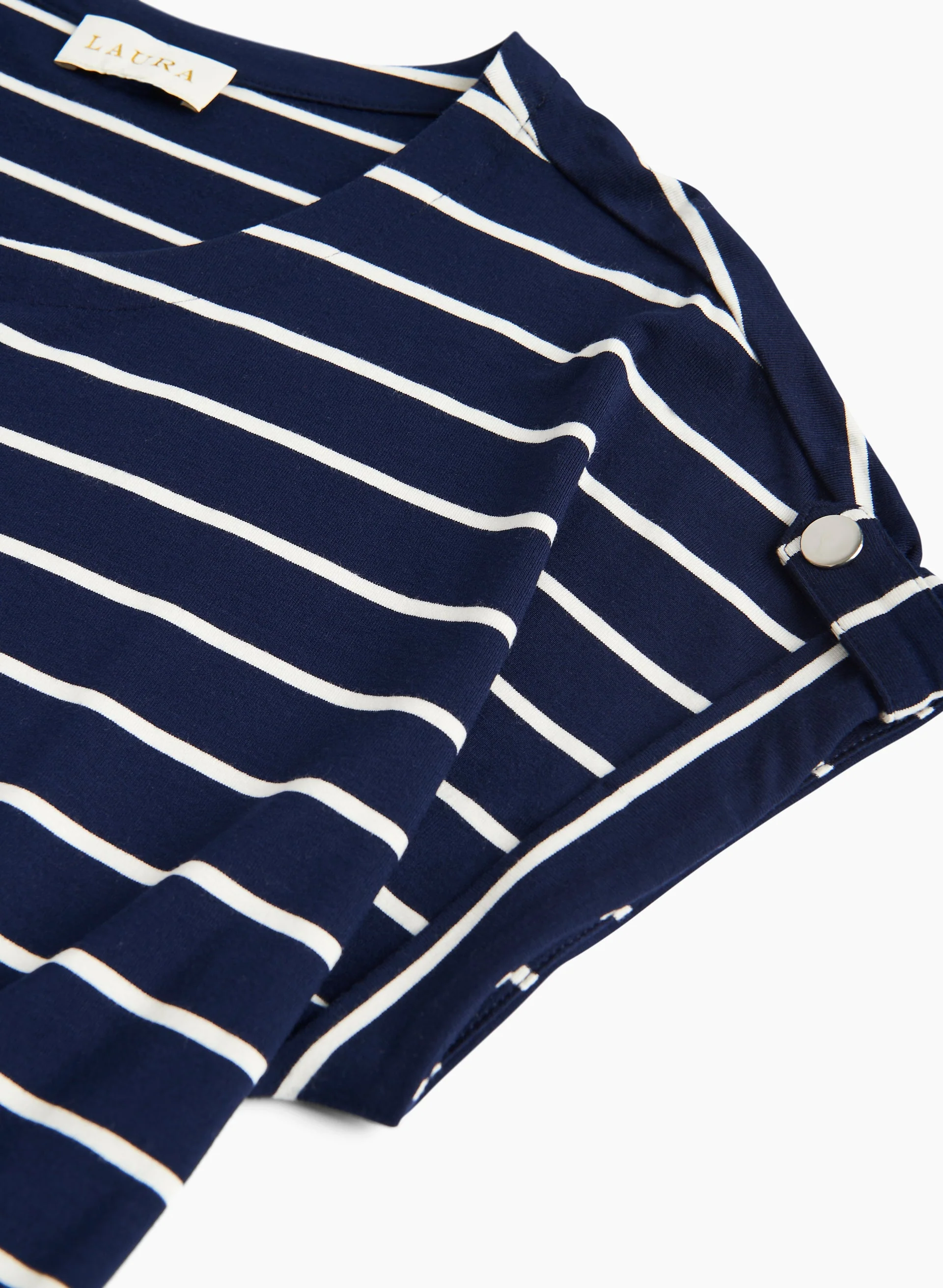 Boat Neck Stripe Print Dress - Image 6