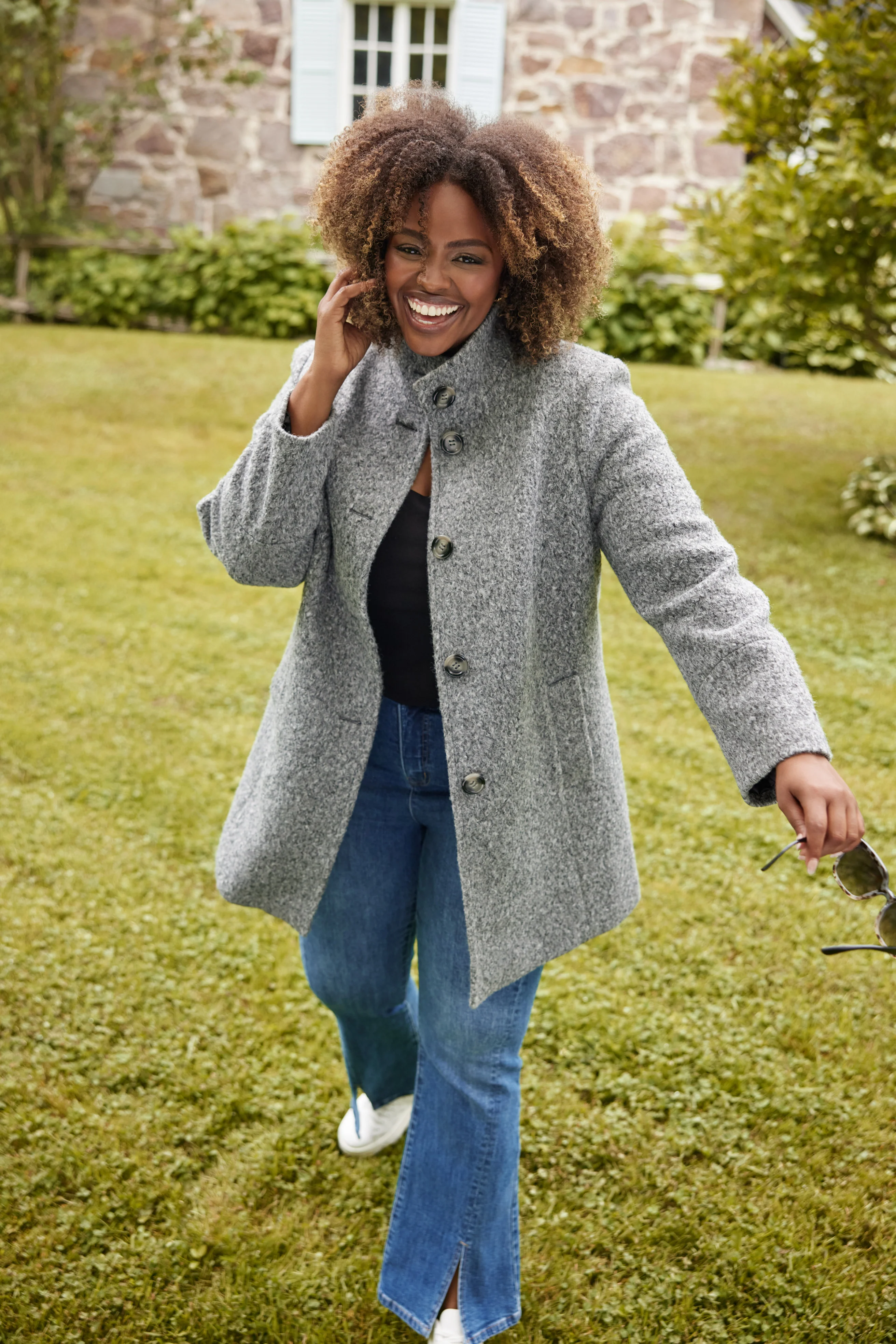 Bouclé Dolman Sleeve Coat - Image 2