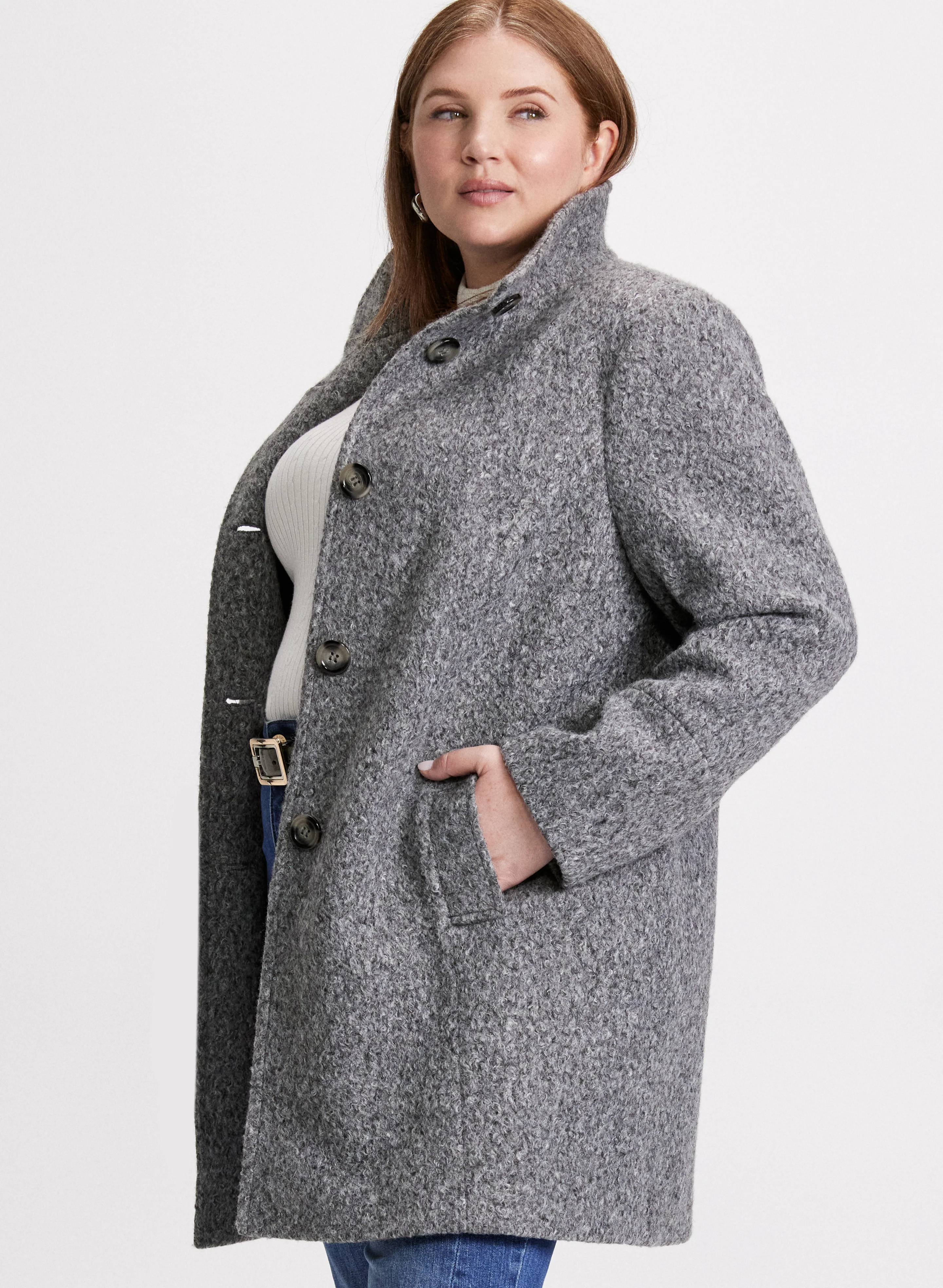 Bouclé Dolman Sleeve Coat - Image 3