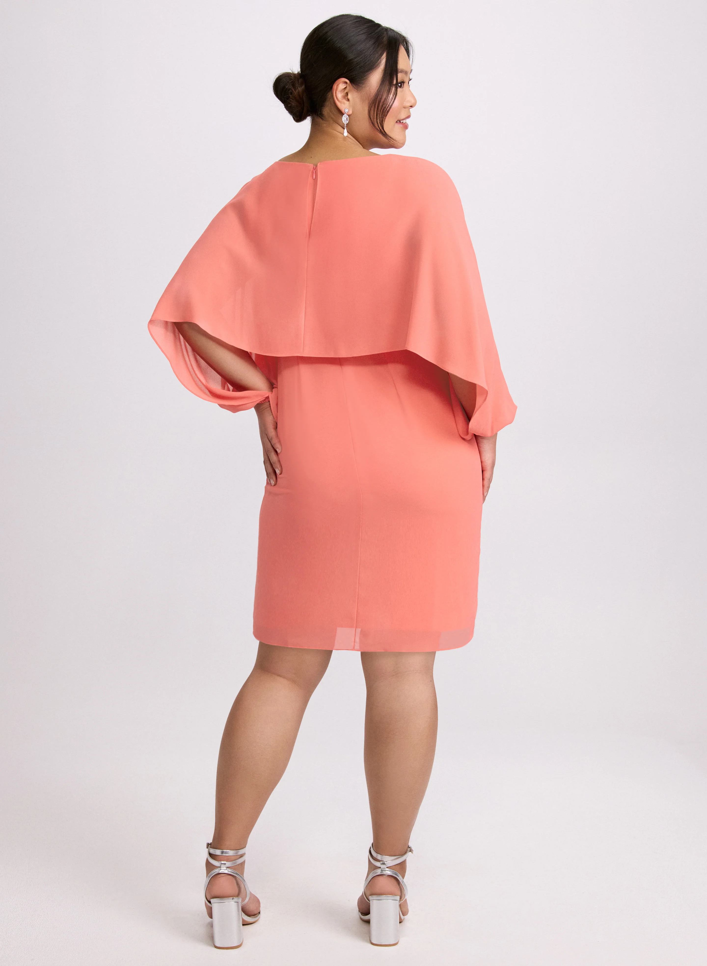 Brooch Embellished Capelet Dress - Image 5