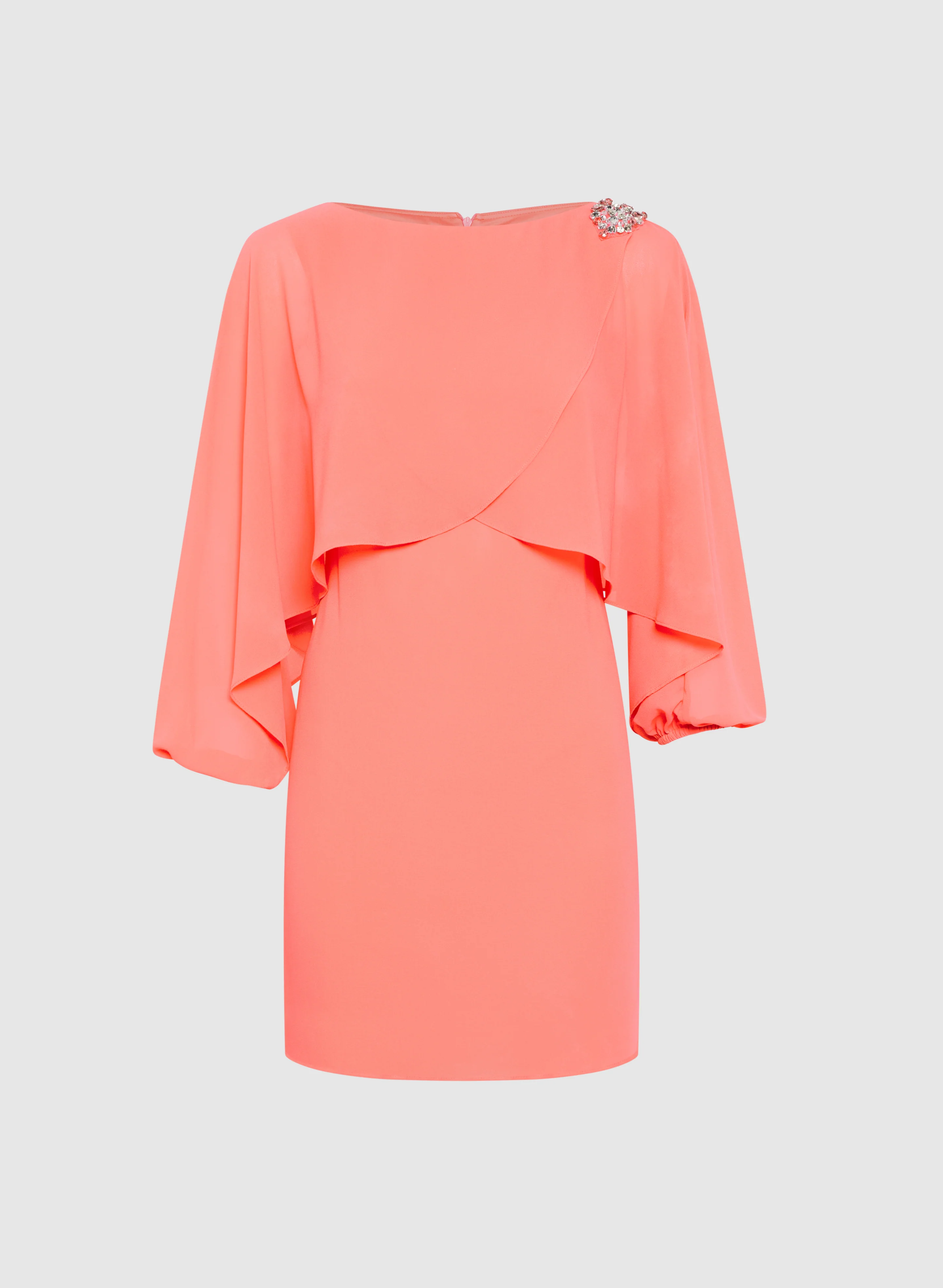 Brooch Embellished Capelet Dress - Image 6